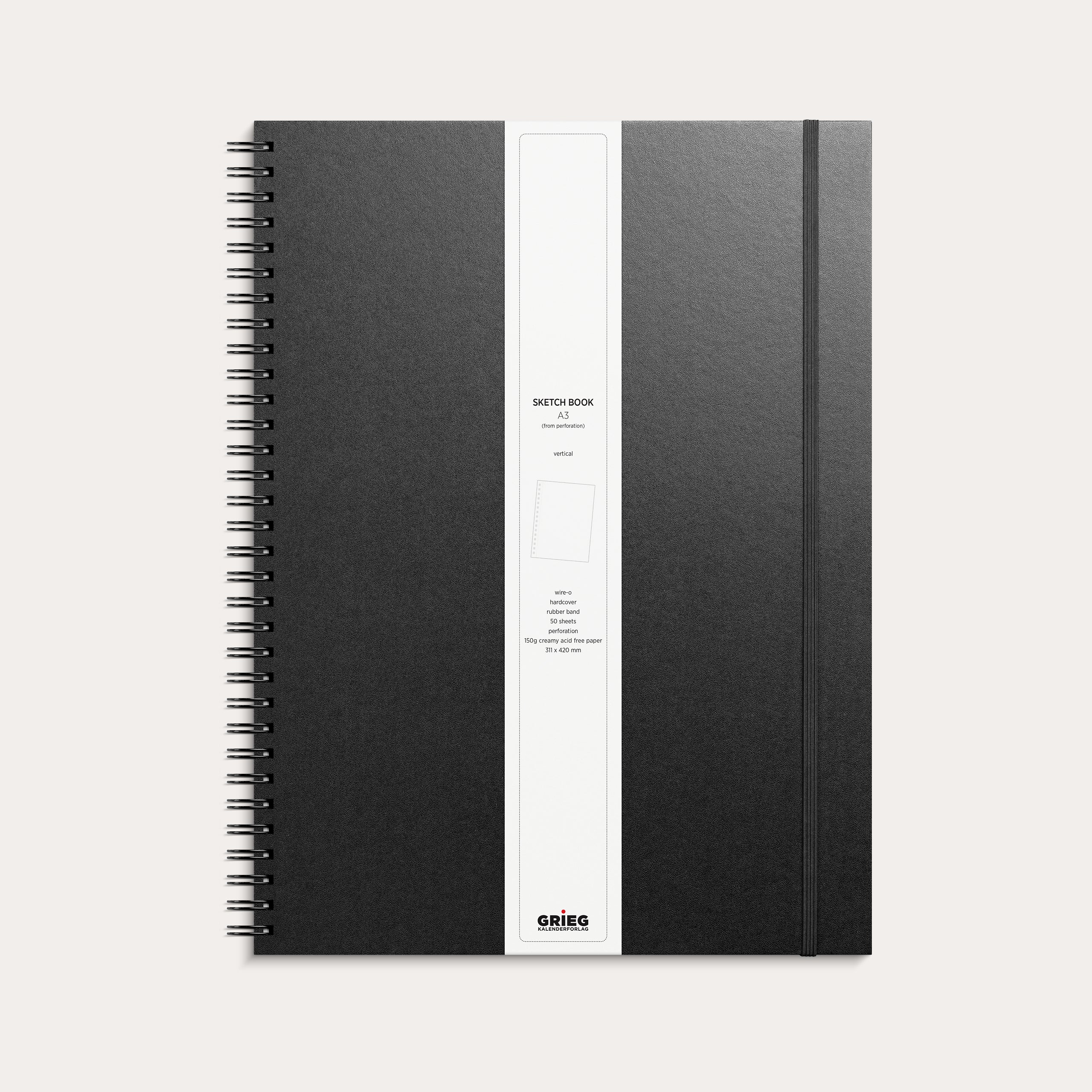 Skissebok A3 stående sort