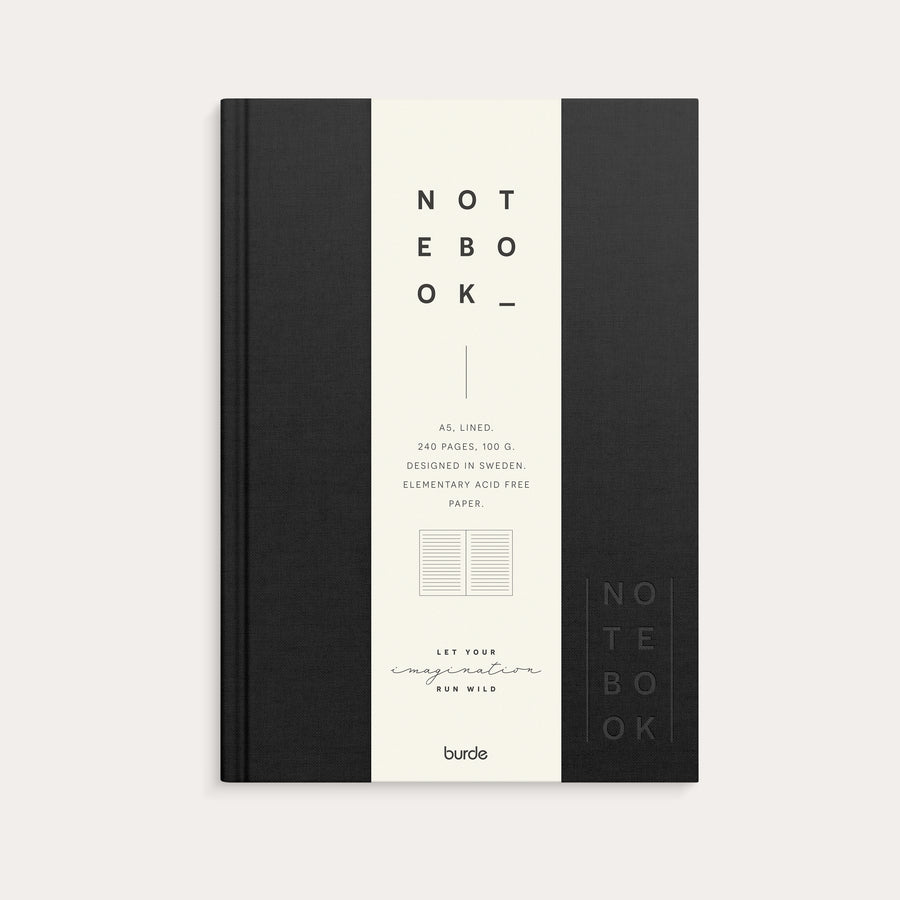 Notebook Textile black lined A5