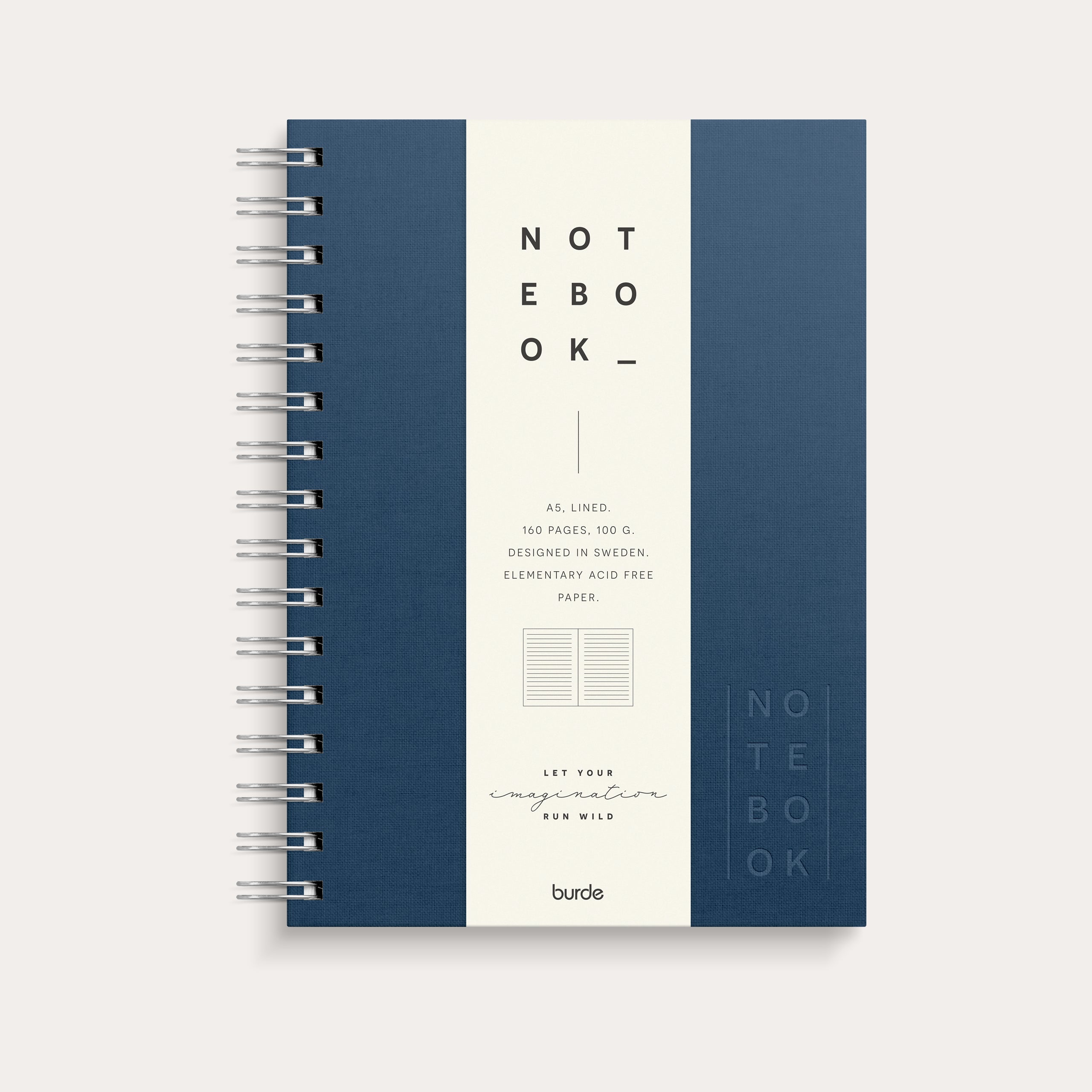 Notebook Textile dark blue lined A5 wire-o