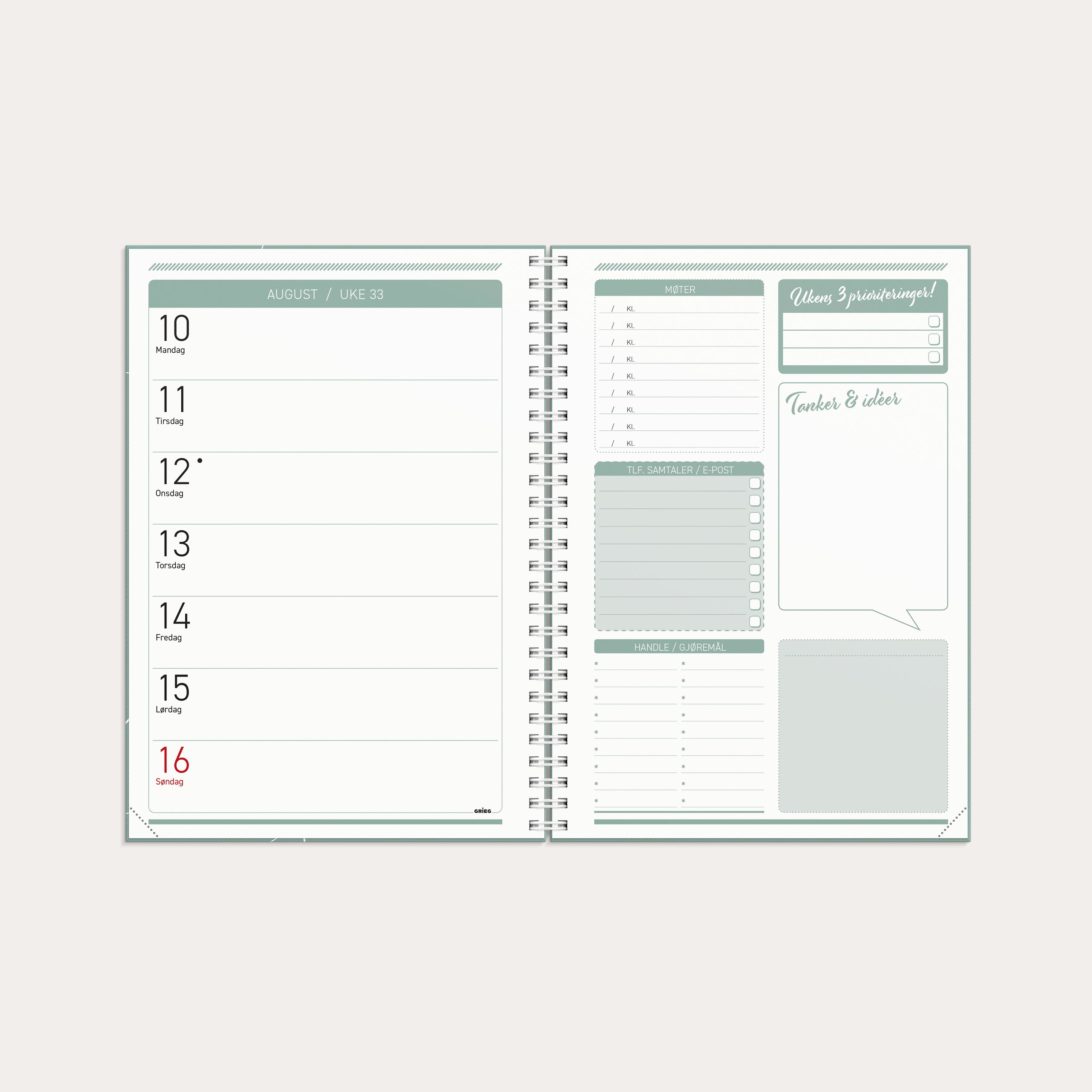 Kalender Få Det Gjort 2026 grønn