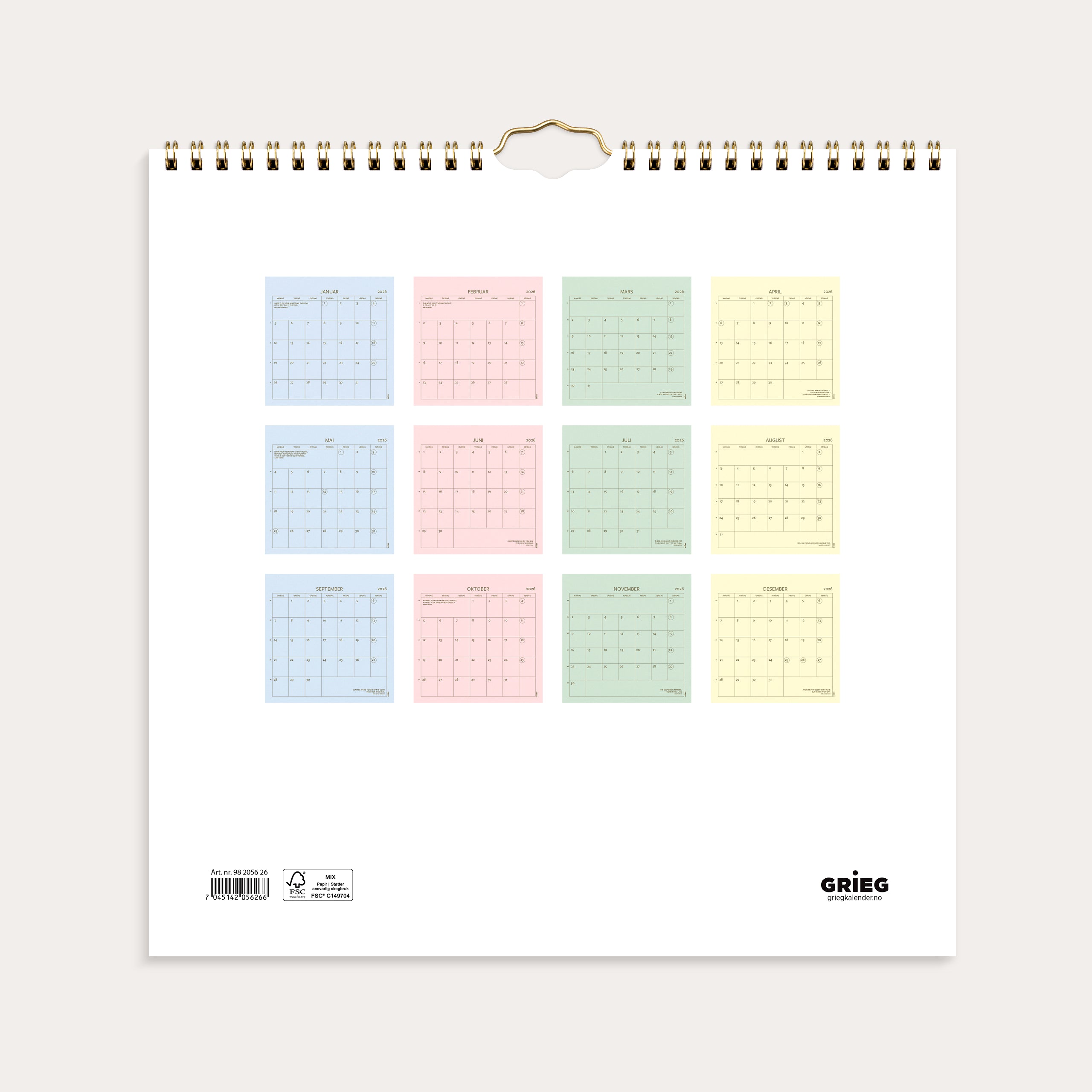 Veggkalender 2026 Color