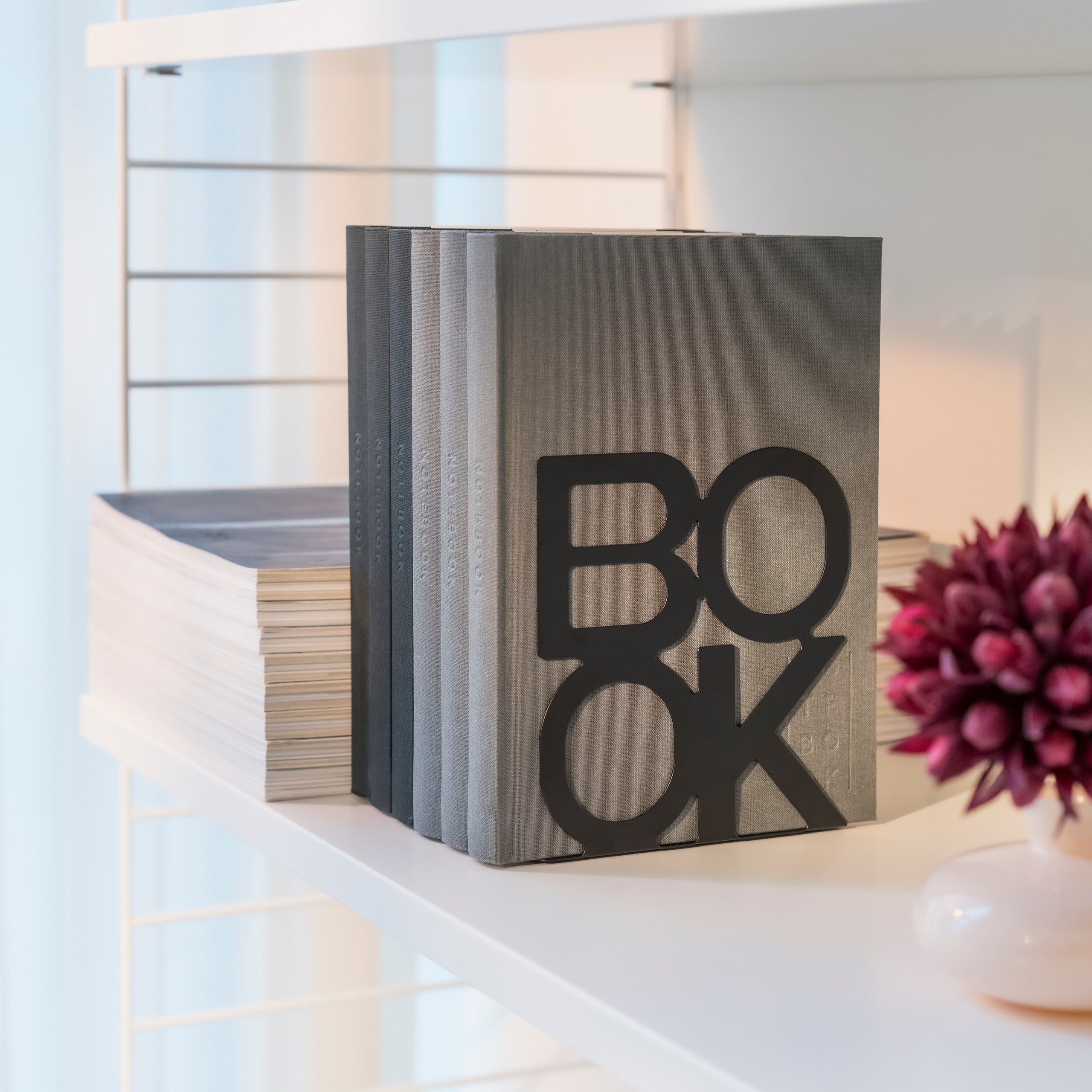 Bokstøtte BOOK sort 2-pk