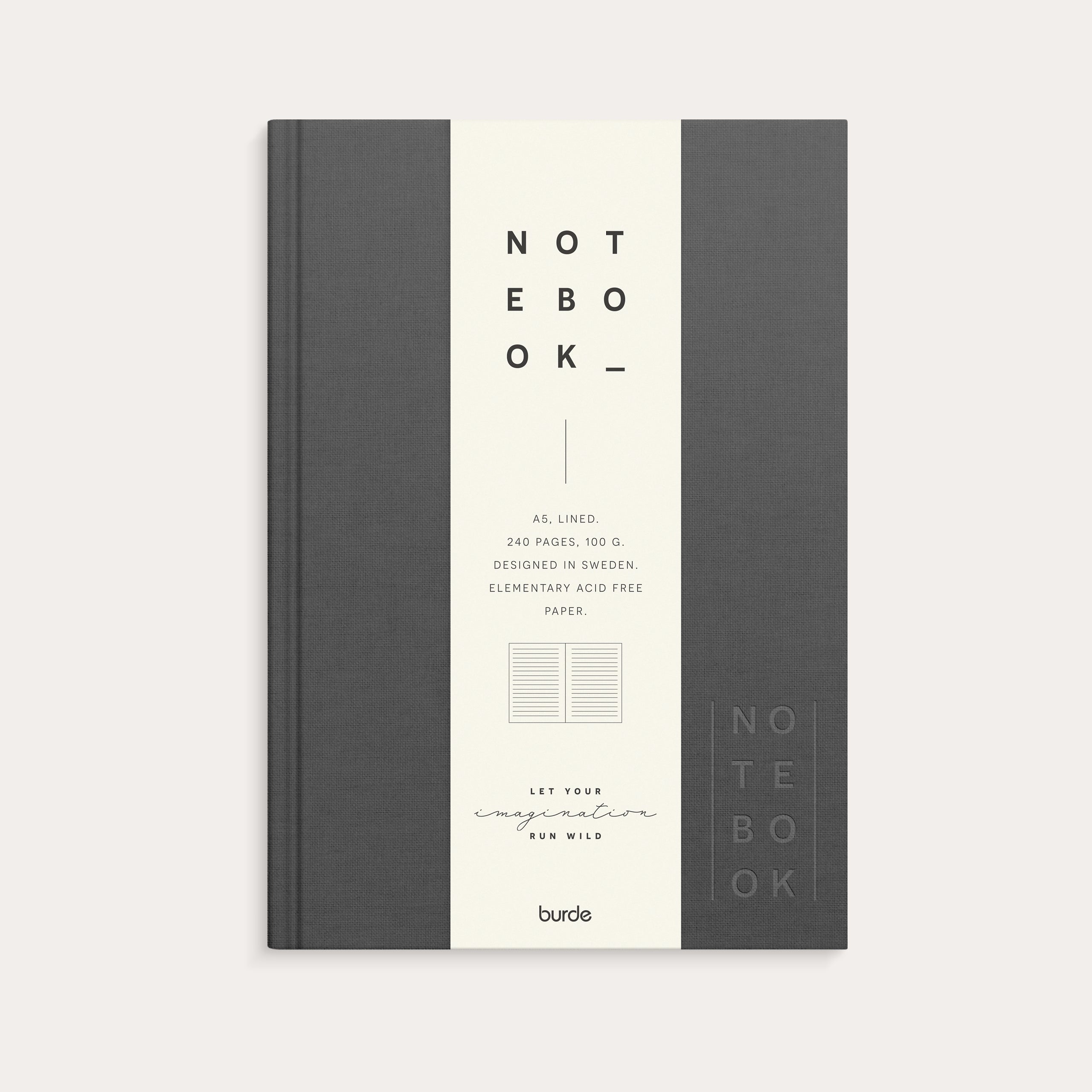 Notebook Textile dark grey lined A5