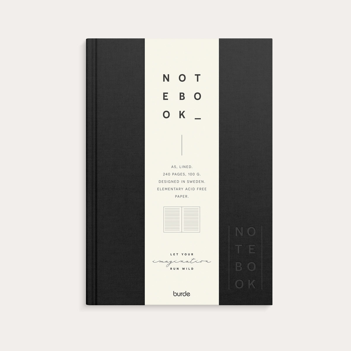 Notebook Textile black lined A5