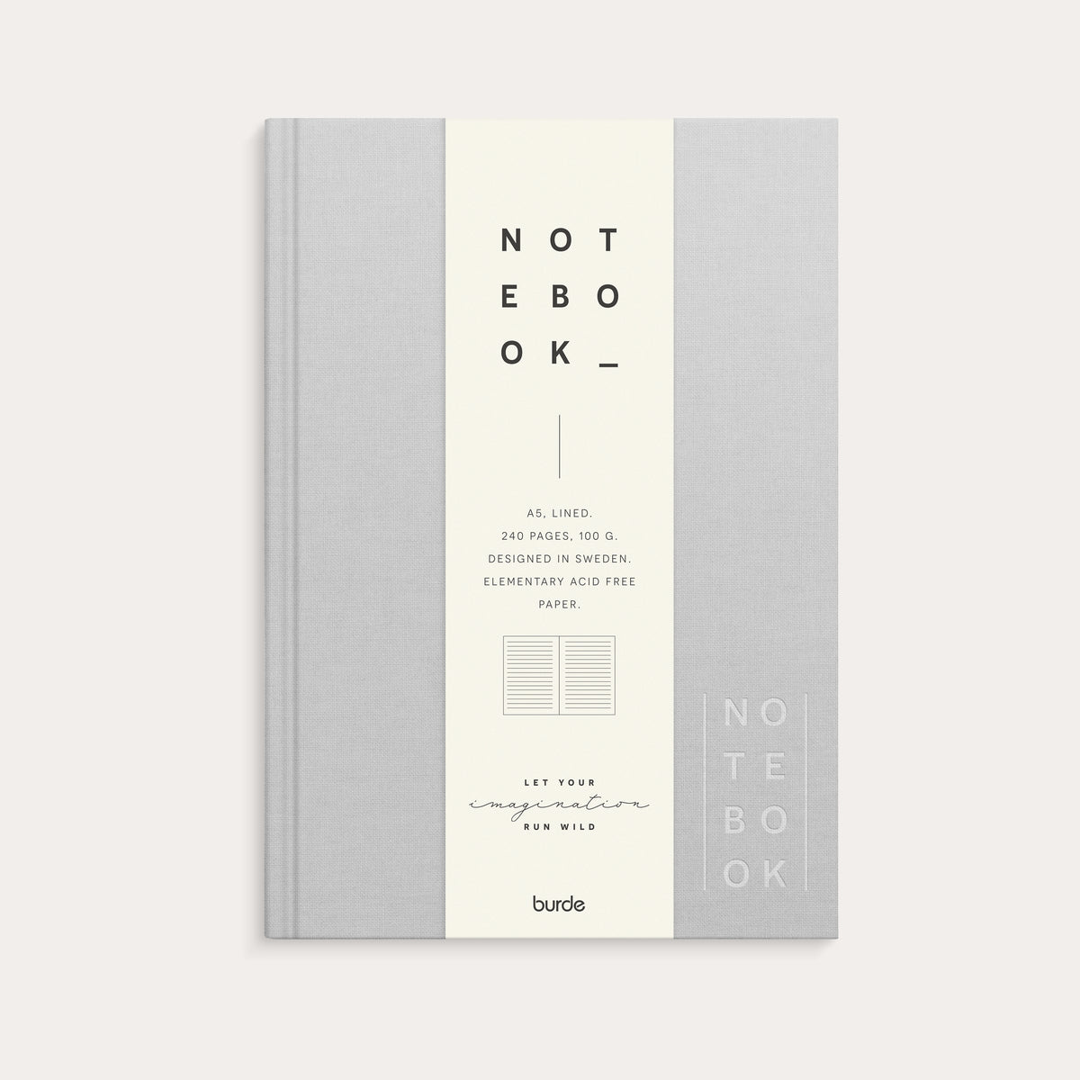 Notebook Textile light grey lined A5