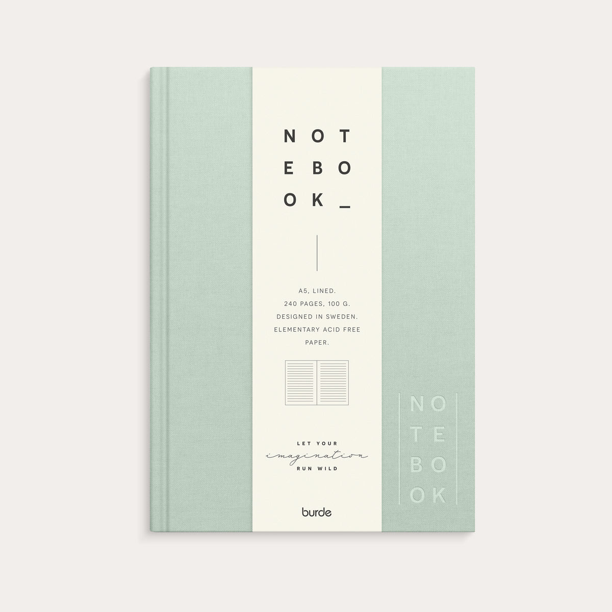 Notebook Textile green lined A5