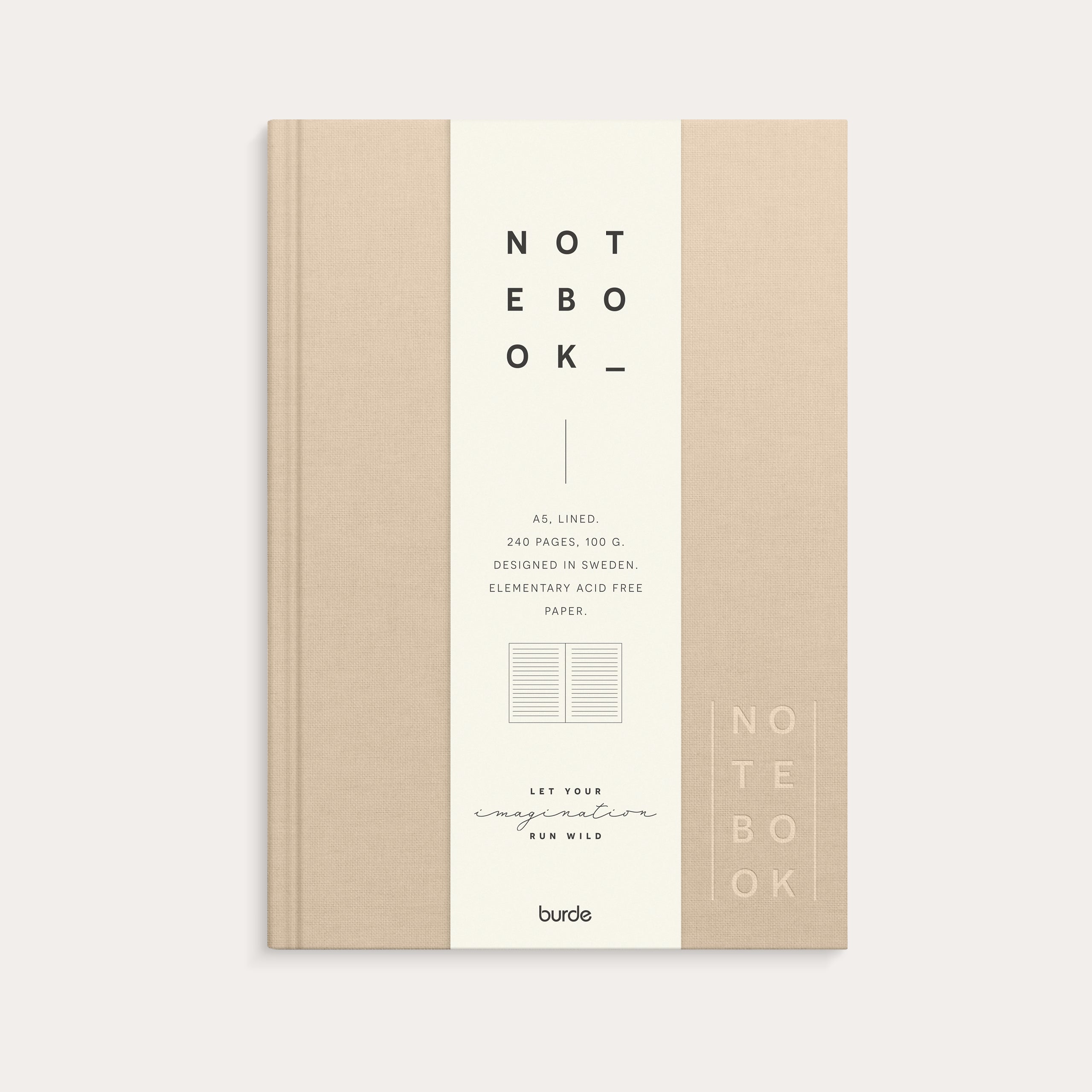 Notebook Textile beige lined A5
