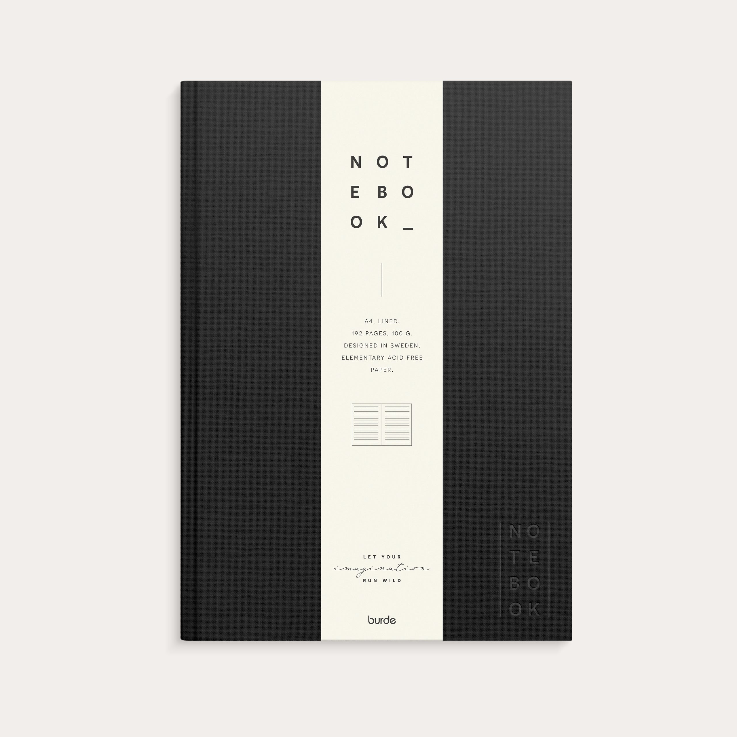 Notebook Textile black lined A4