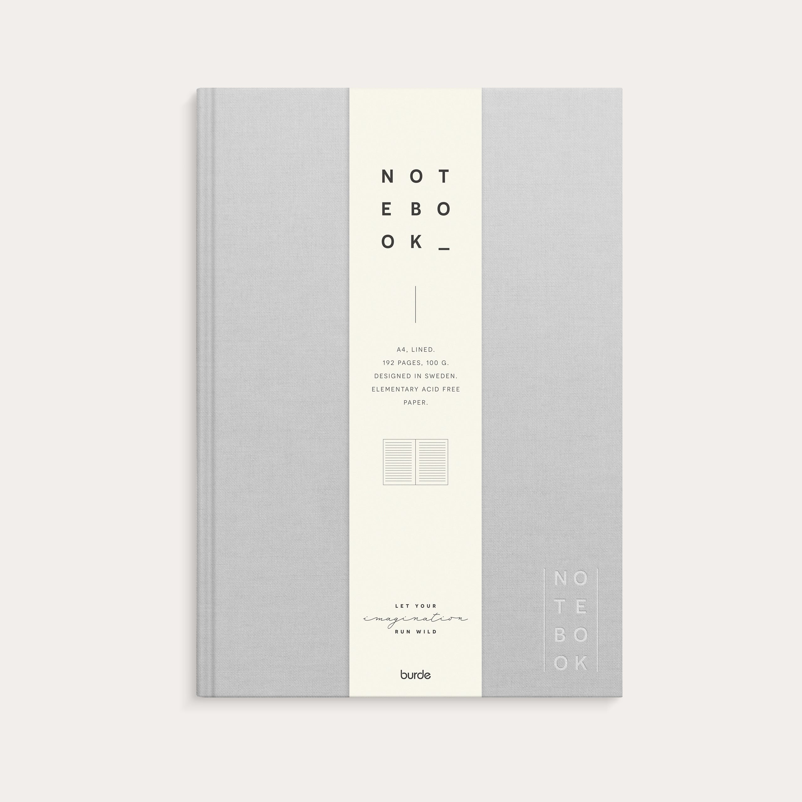 Notebook Textile light grey lined A4