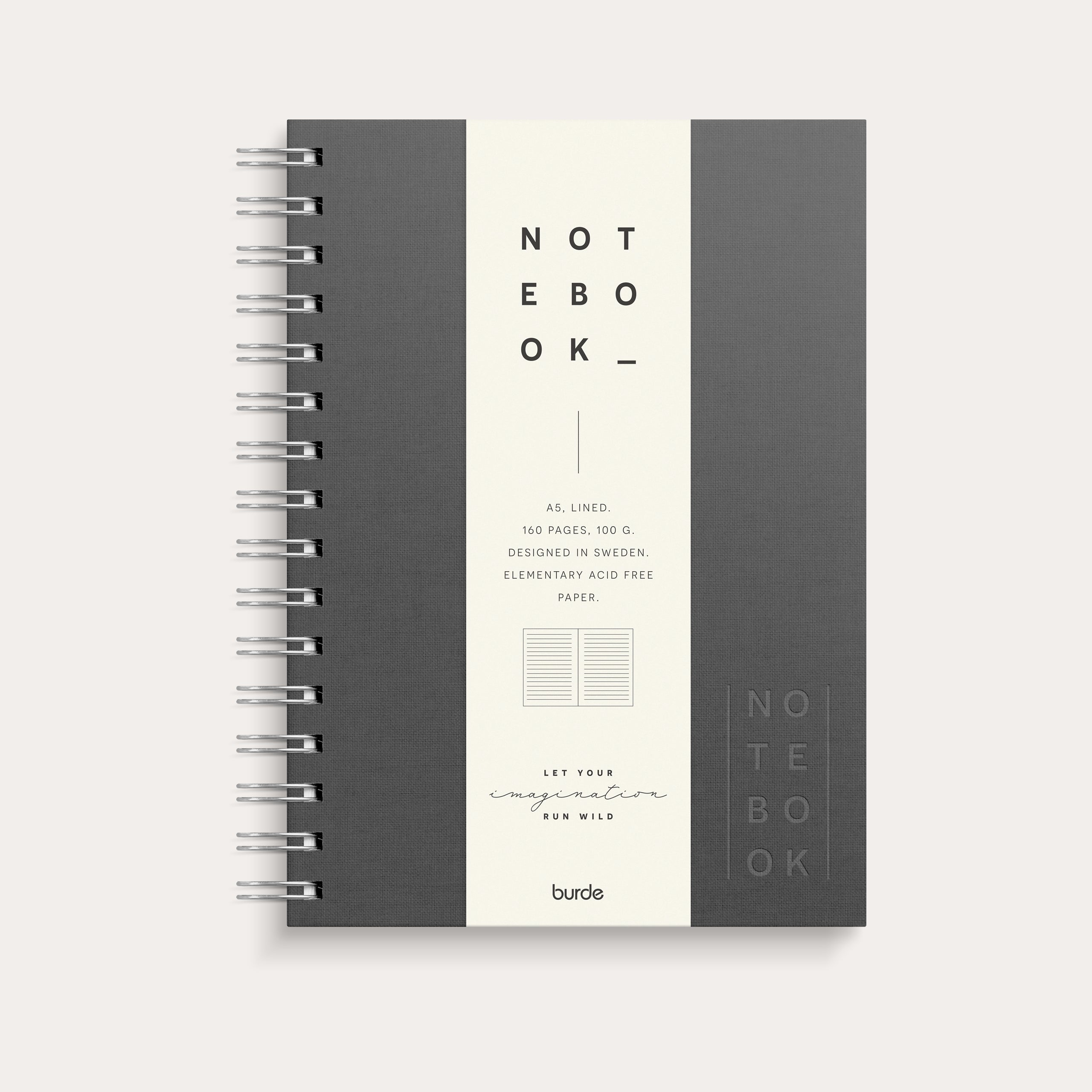 Notebook Textile dark grey lined A5