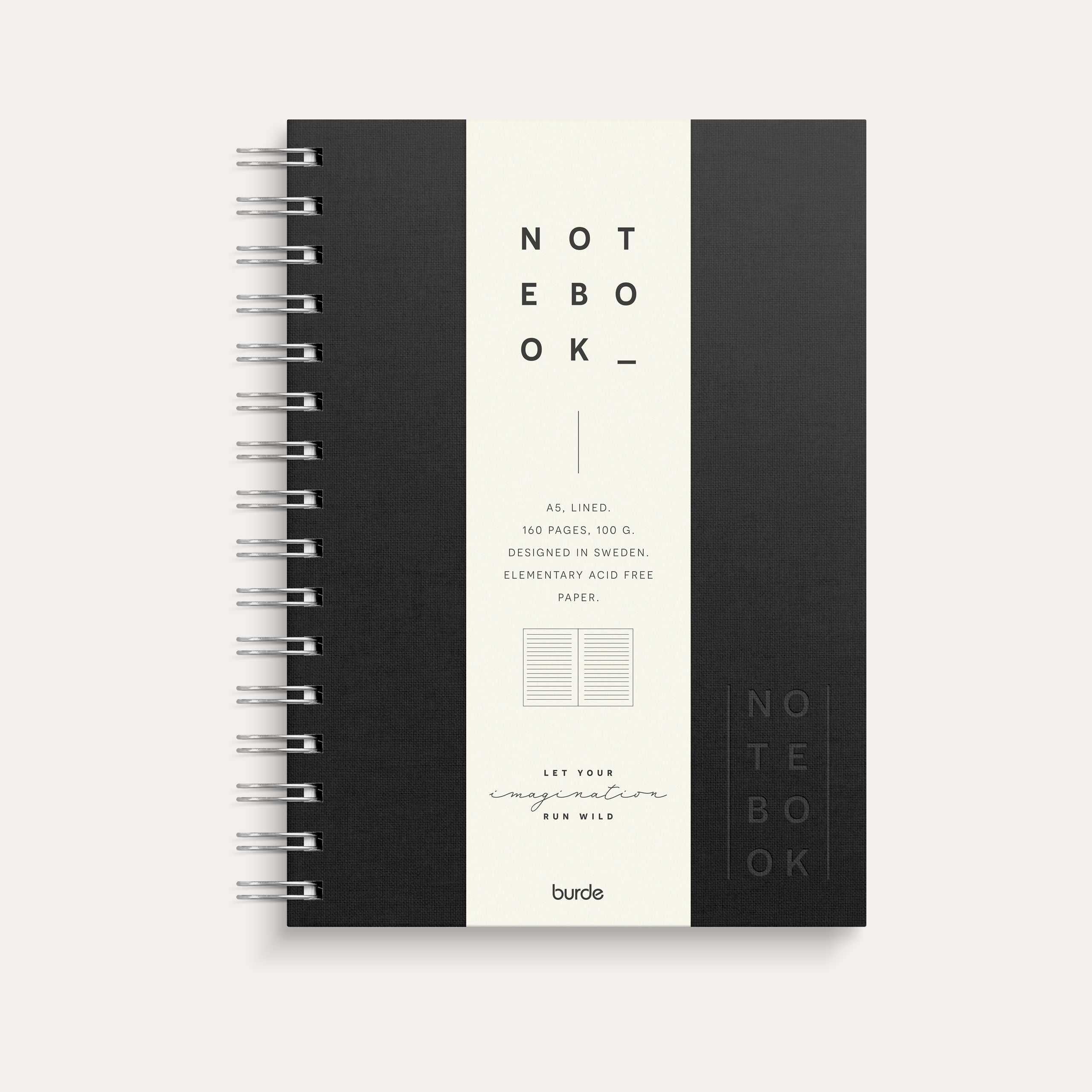Notebook Textile black lined A5 wire-o