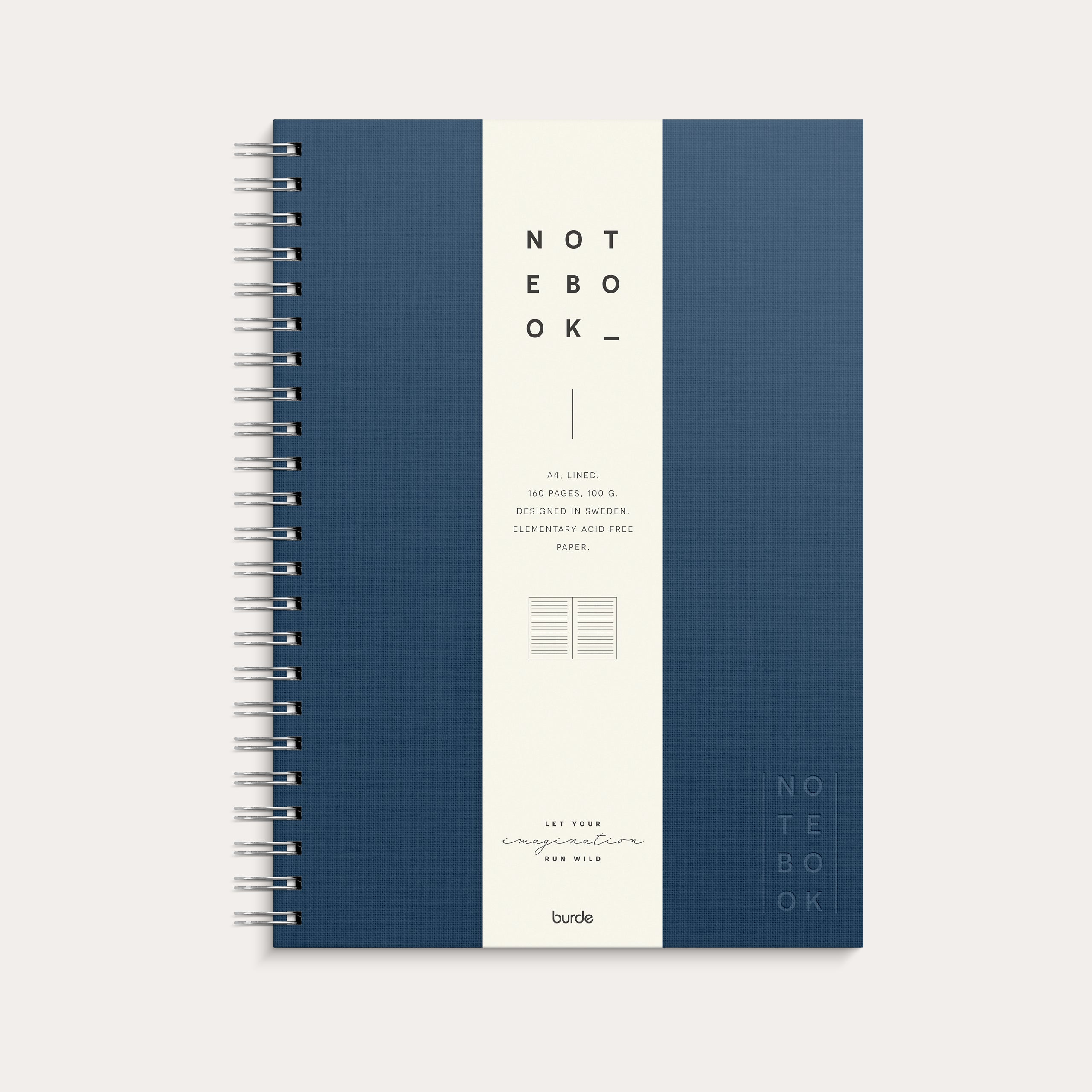 Notebook Textile dark blue lined A4 wire-o