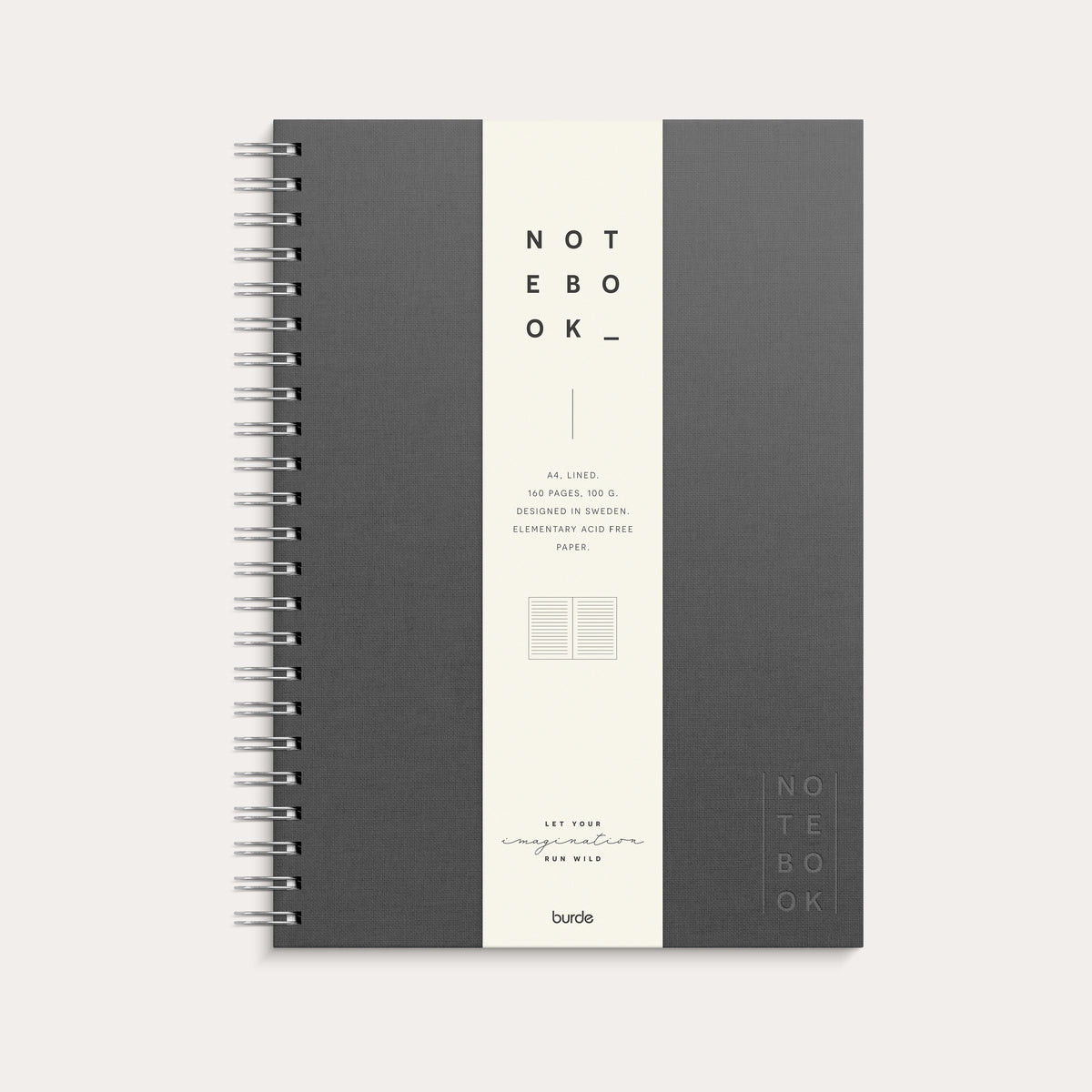 Notebook Textile dark grey lined A4
