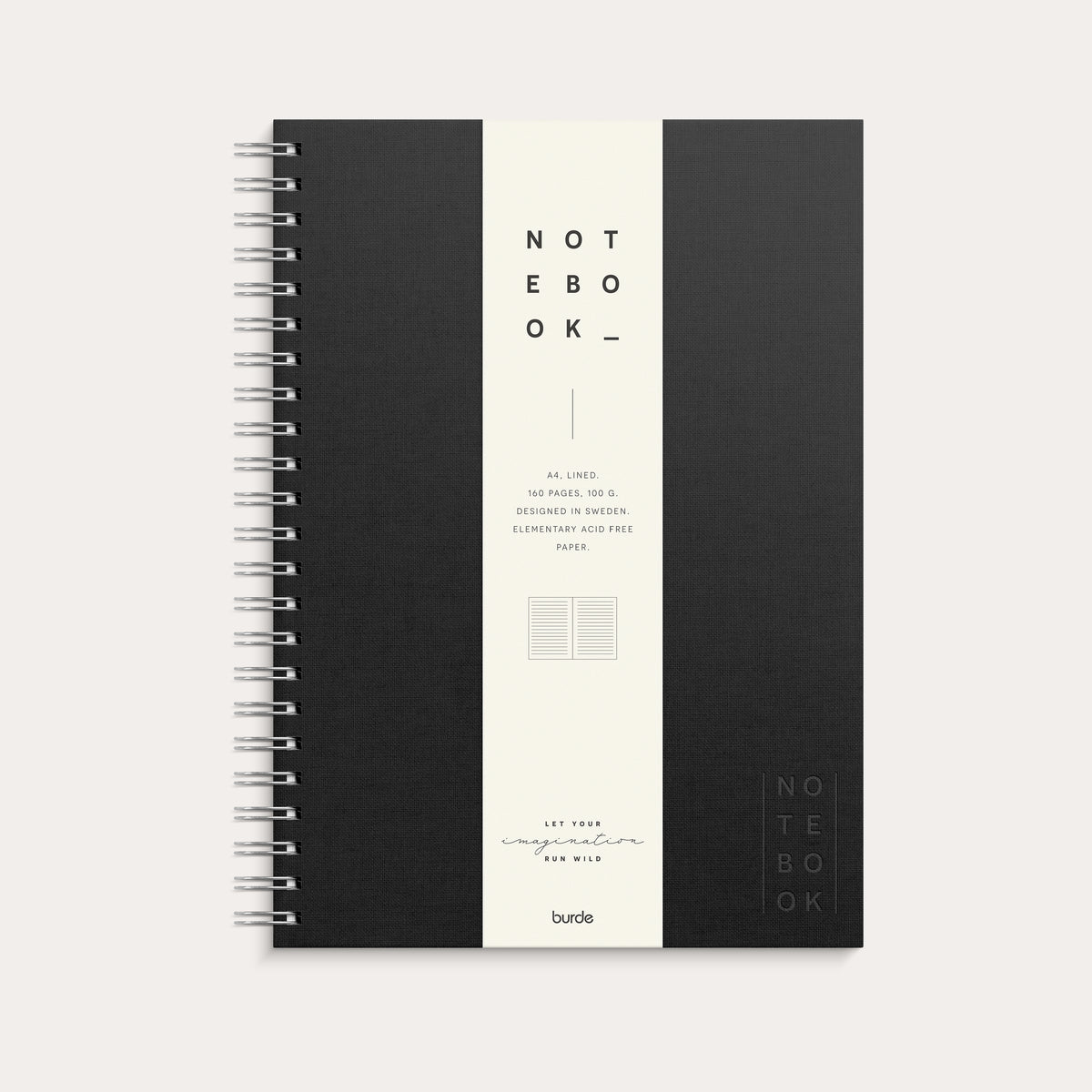 Notebook Textile black lined A4