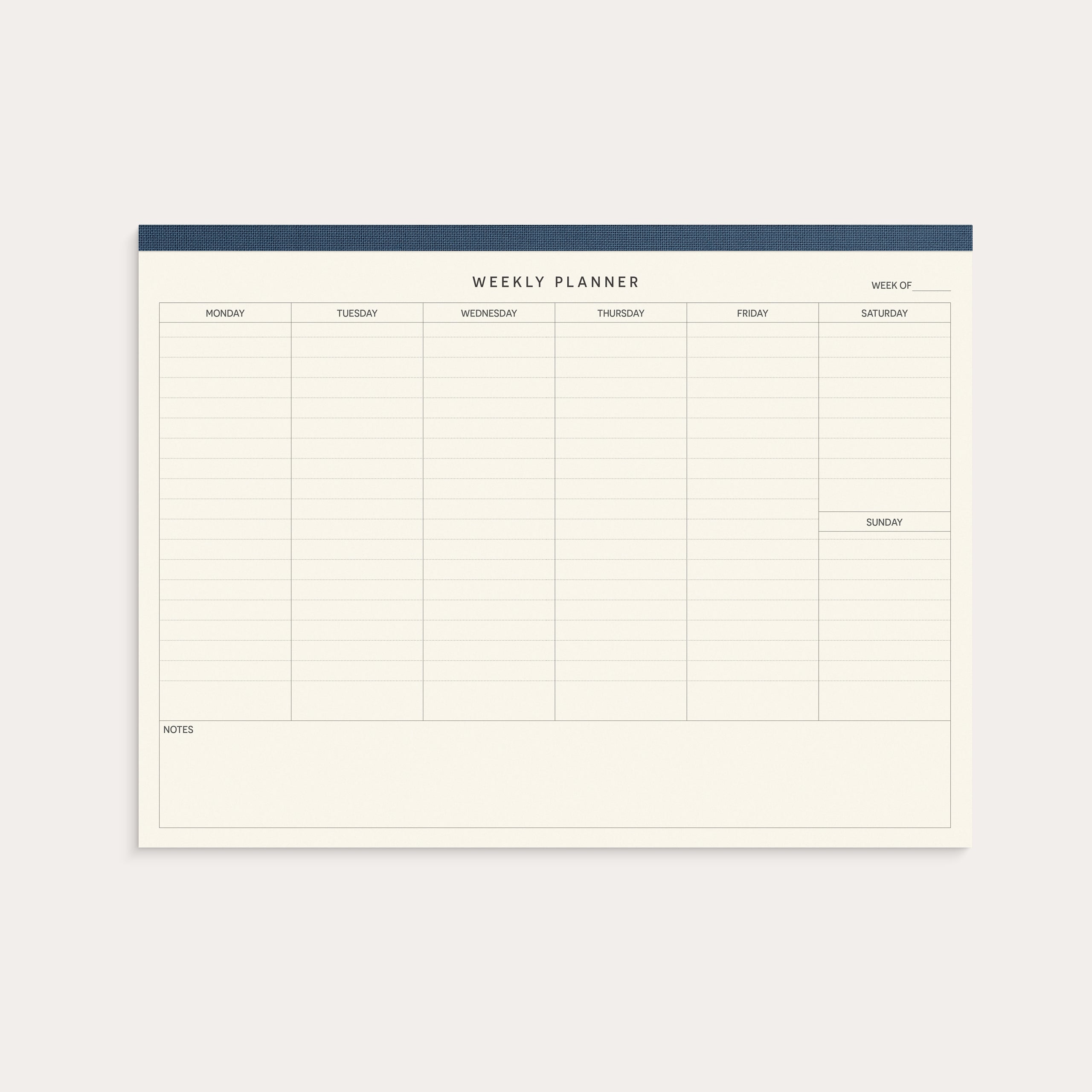 Weekly planner block Textile