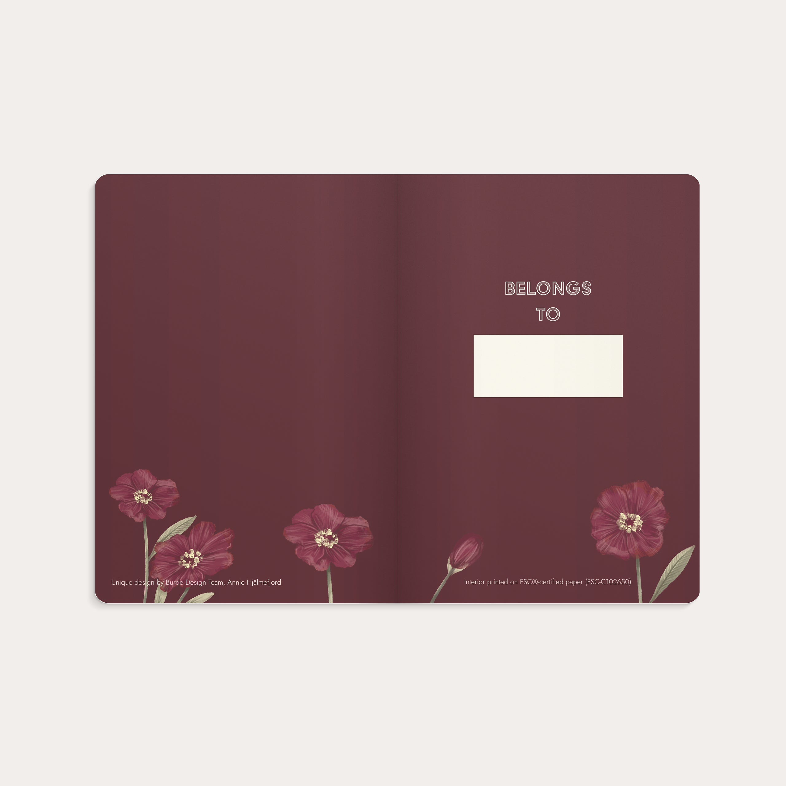 Notebook Deluxe A5 burgundy flower