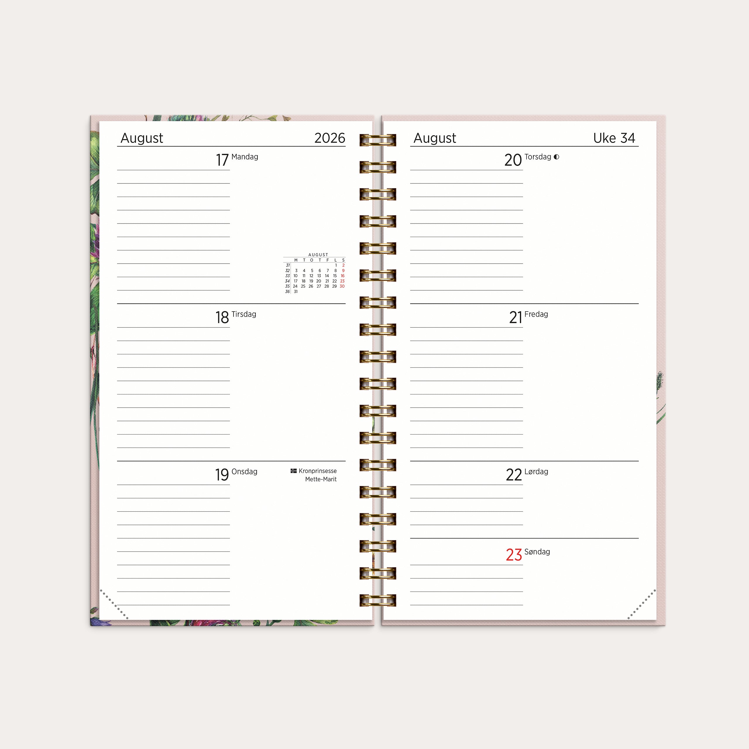 Kalender 26/27 Slim spiral blomst