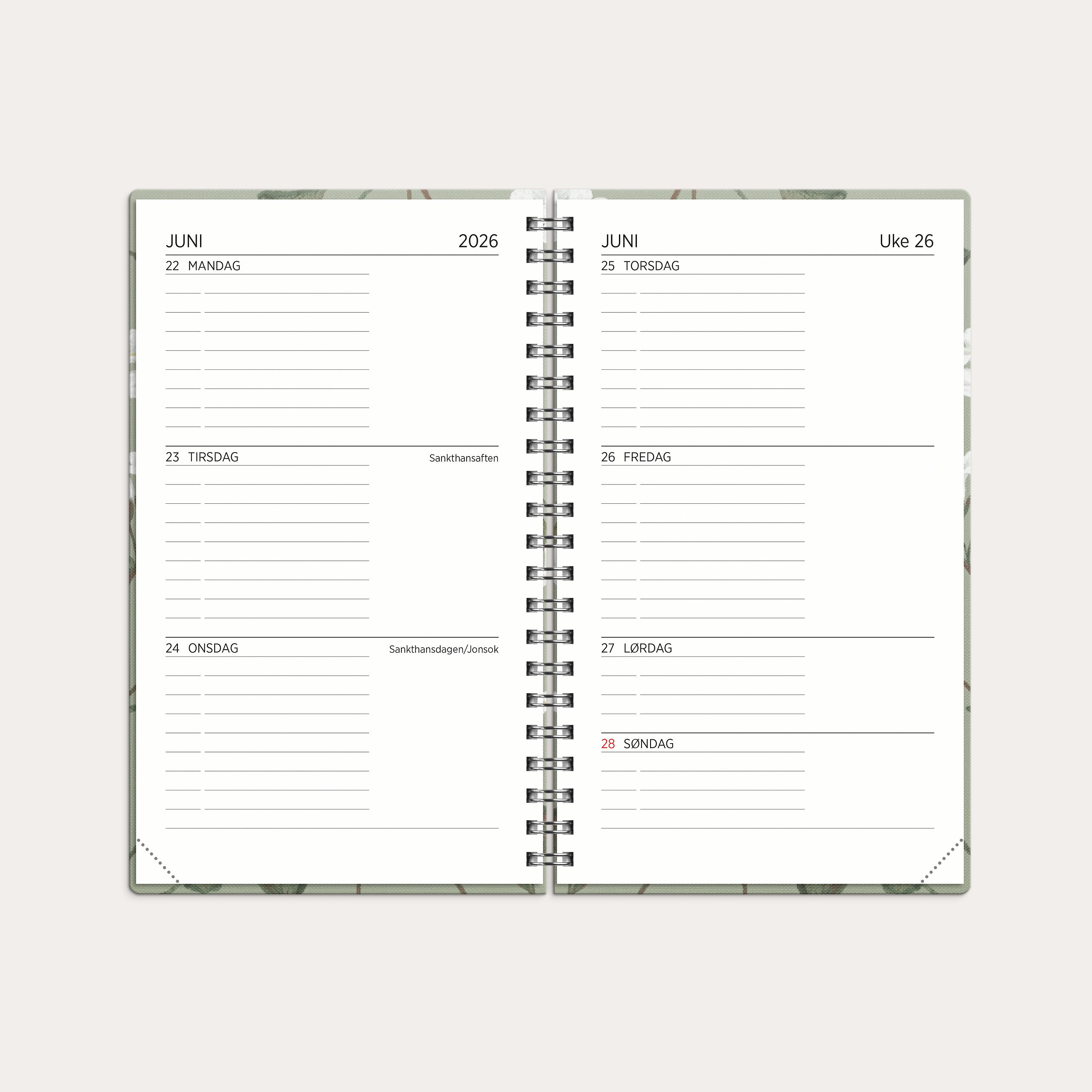 Kalender 26/27 XL spiral blomst