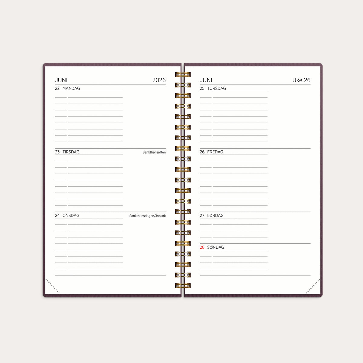 Kalender 26/27 XL spiral burgunder