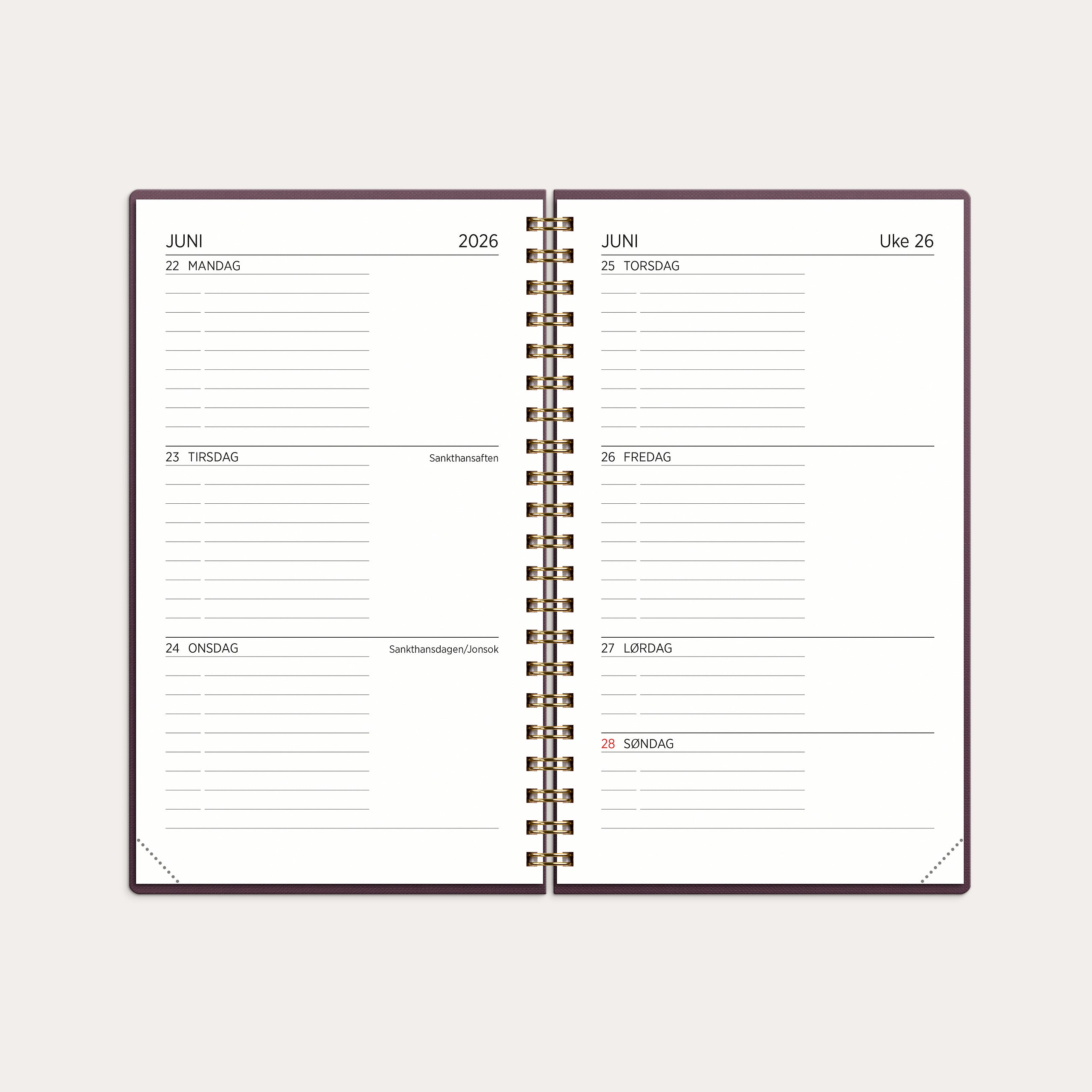 Kalender 26/27 XL spiral burgunder