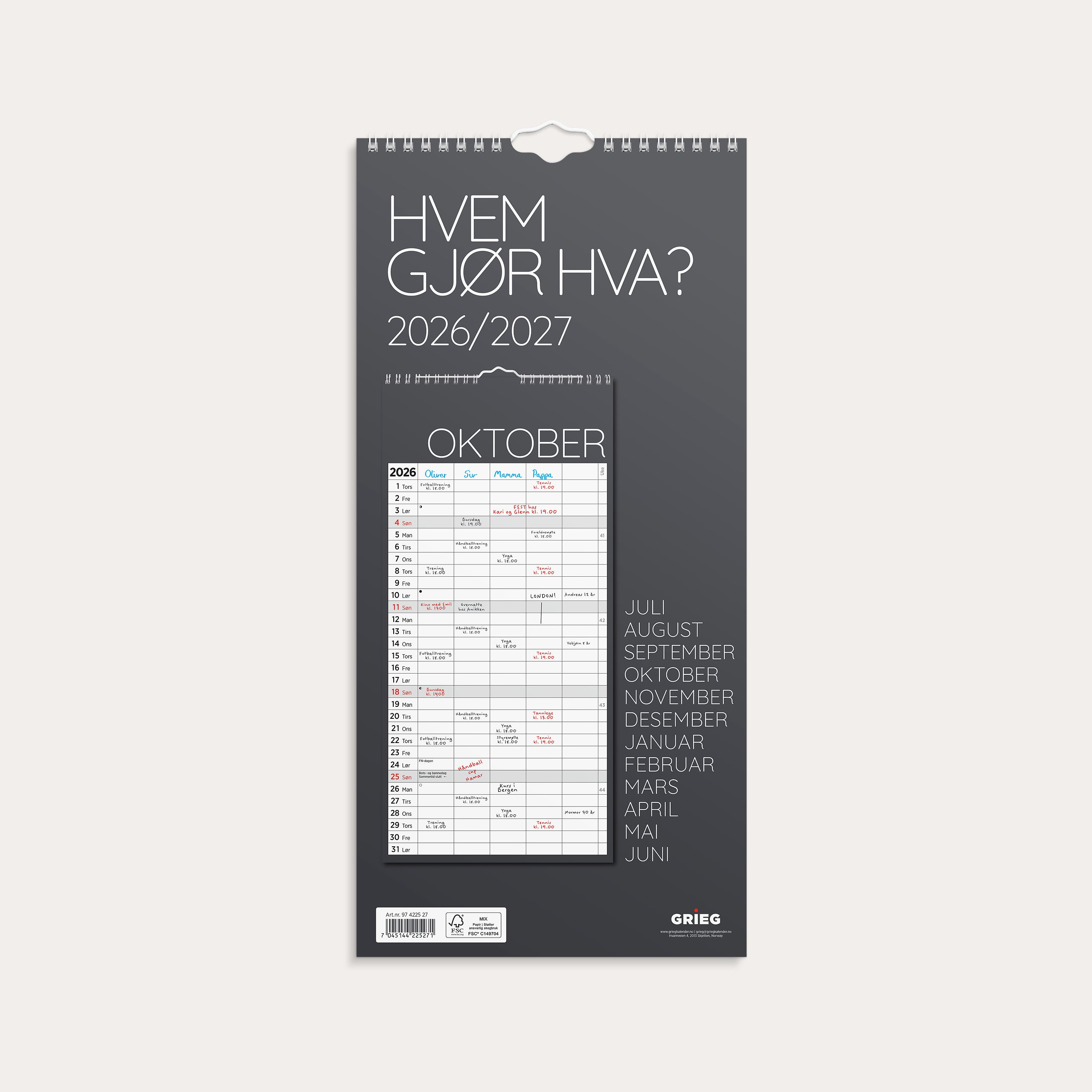 Familiekalender 26/27 Hvem gjør hva?