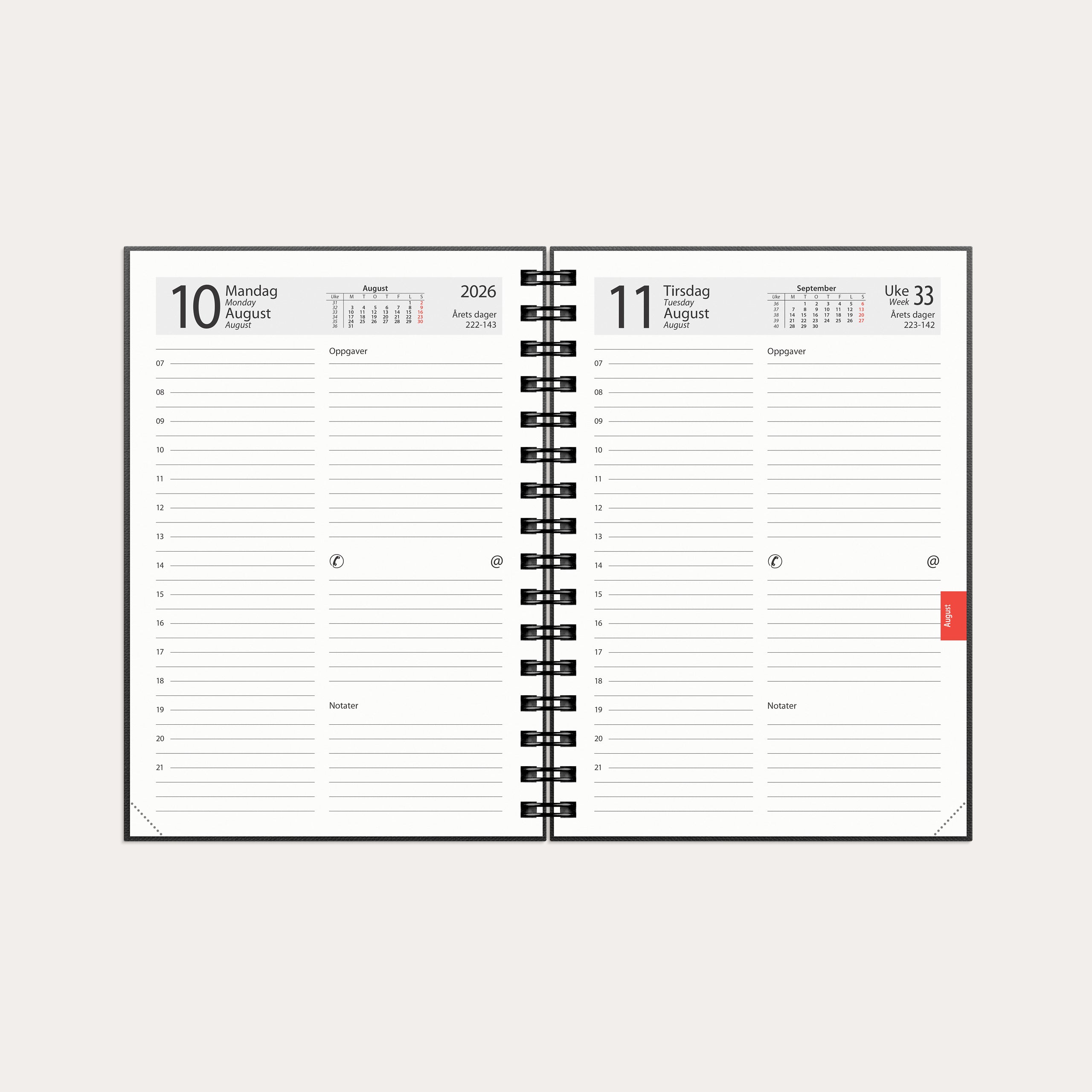 Dagbok 2026 Time A5 spiral sort