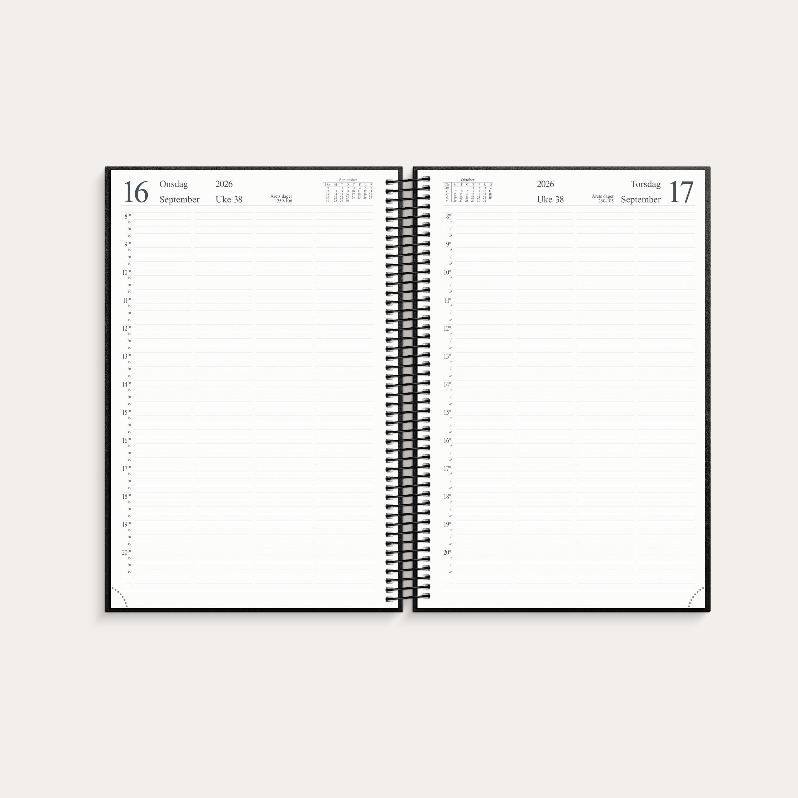 Timeavtalebok 2026 spiral