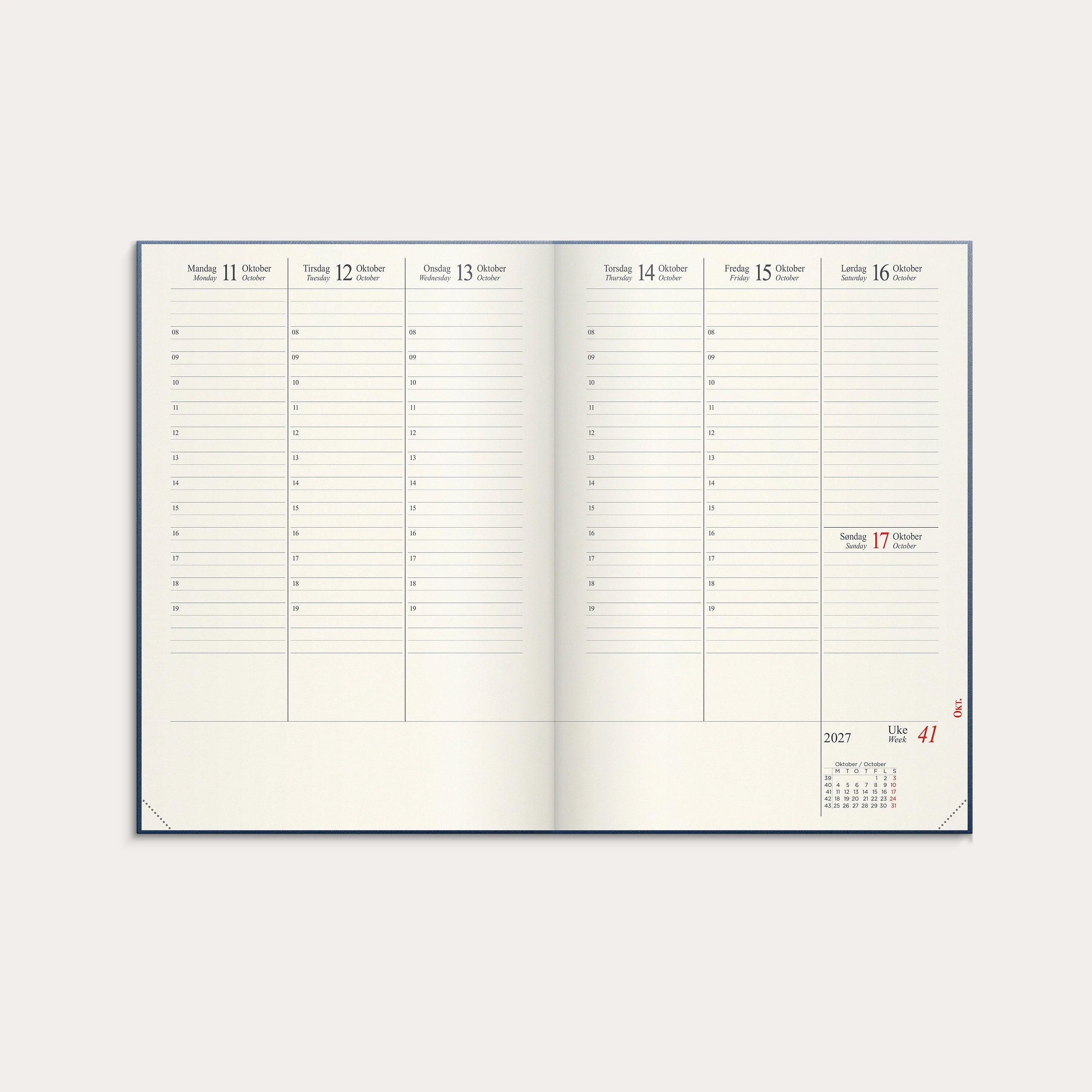 Kalender 2027 Sjef A5 blå