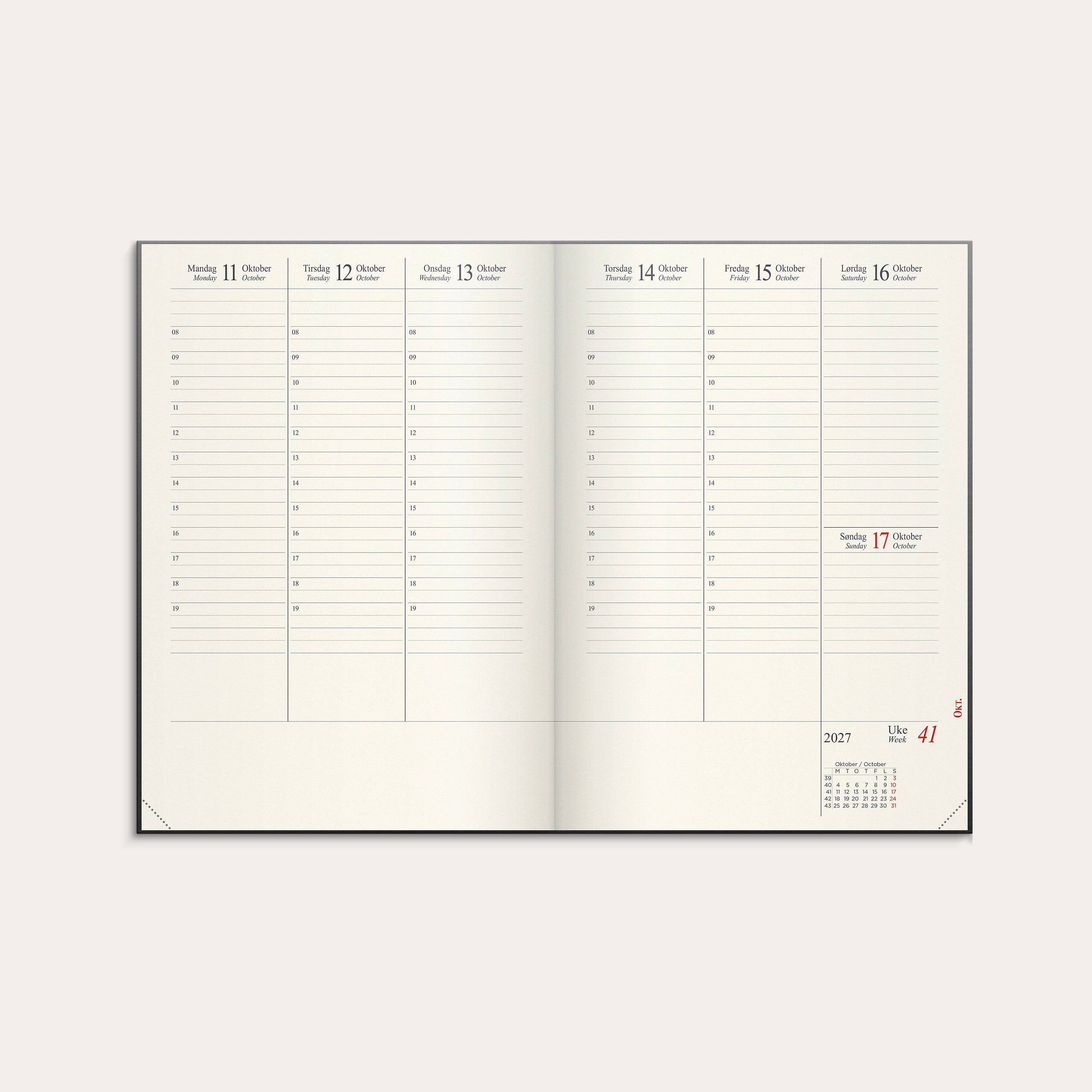 Kalender 2027 Sjef A5 grå