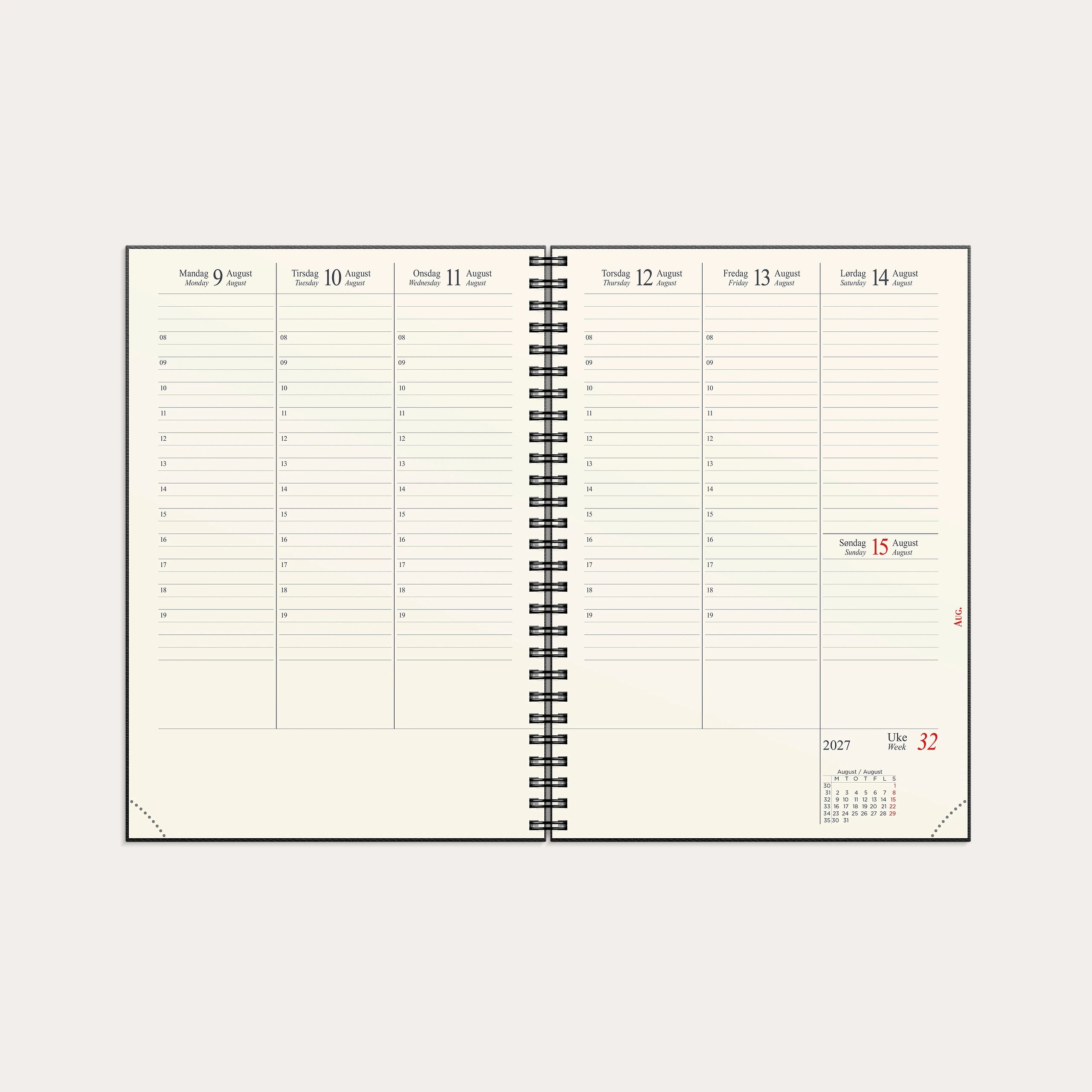 Kalender 2027 Sjef A5 spiral sort