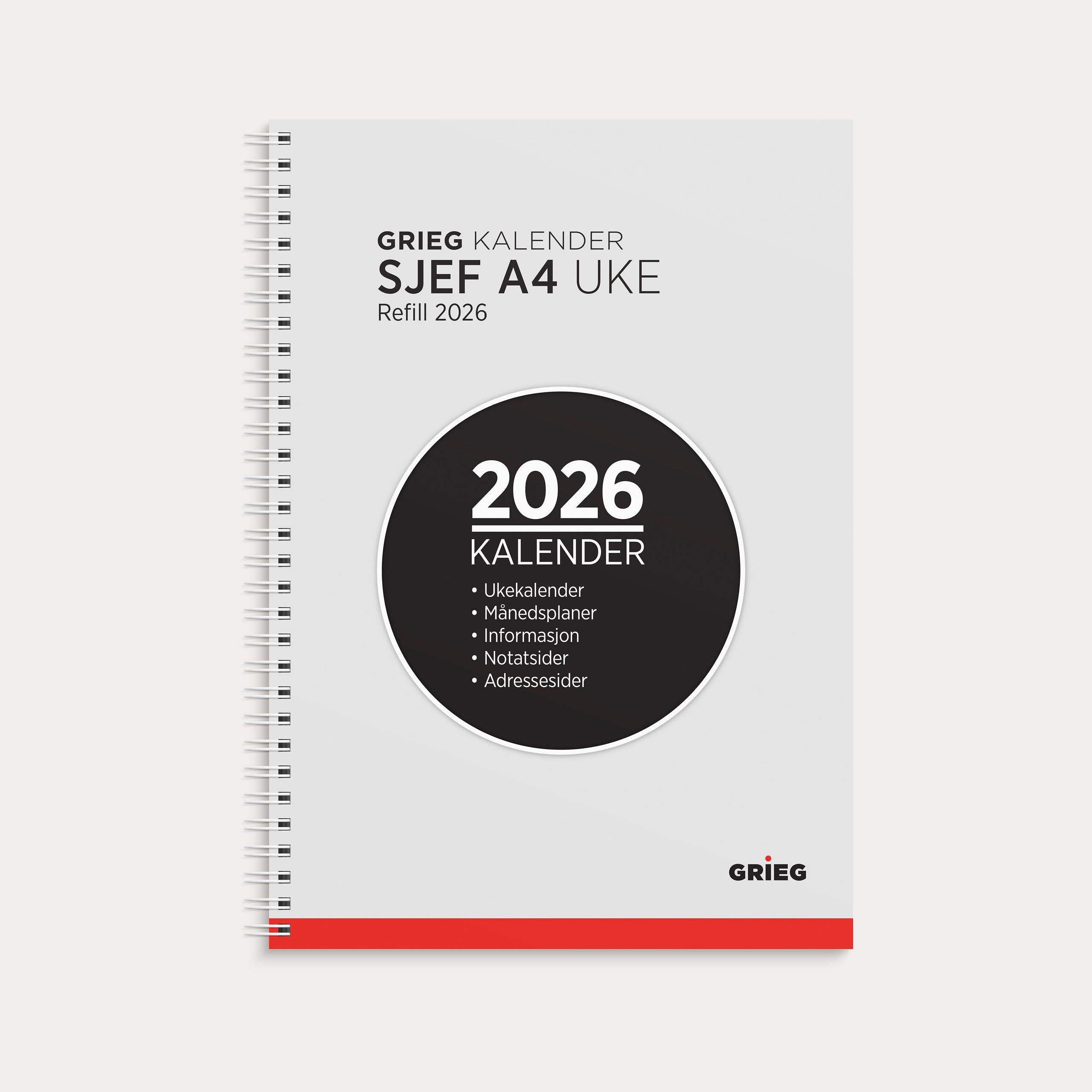 Kalender 2026 Sjef A4 refill
