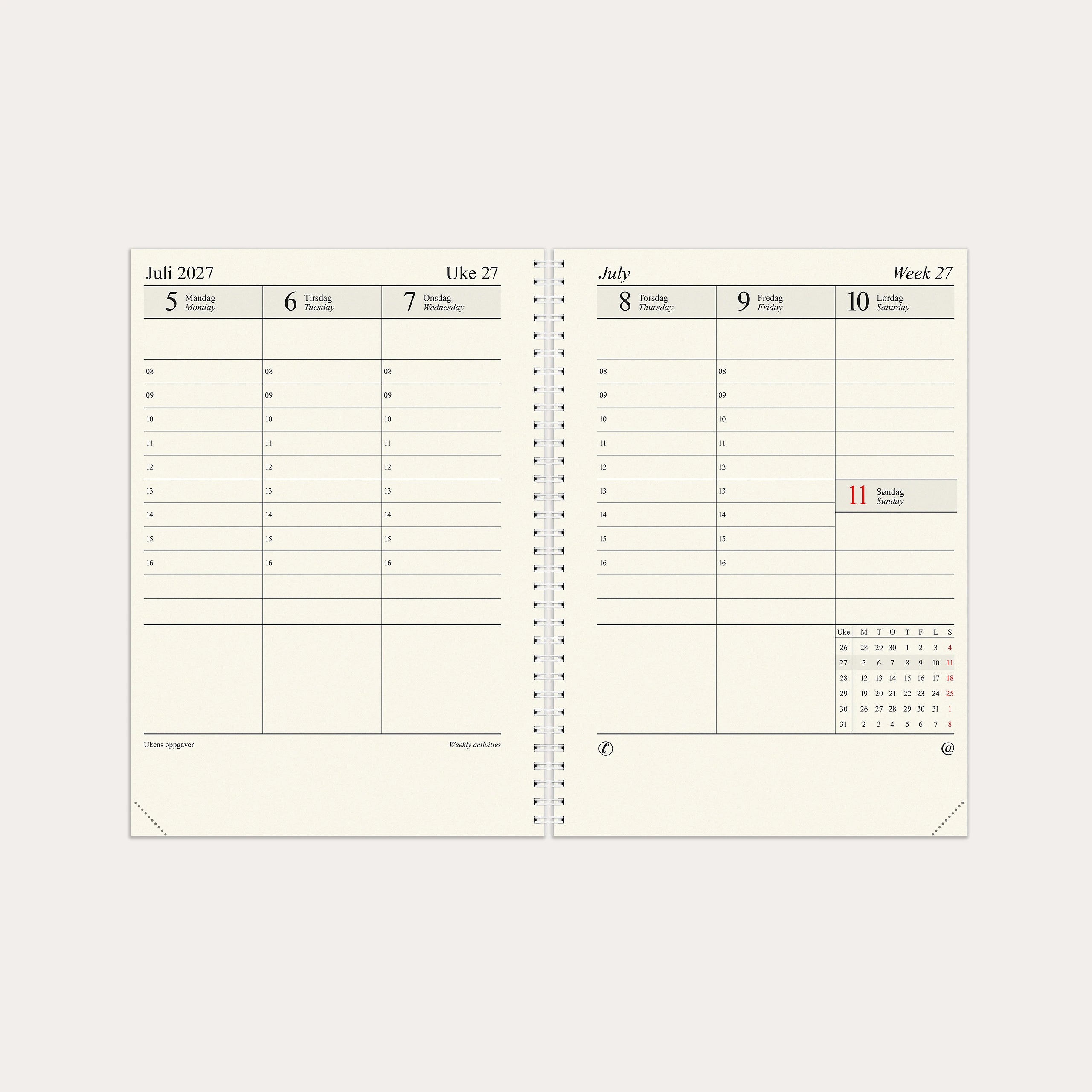 Kalender 2027 Sjef A4 refill