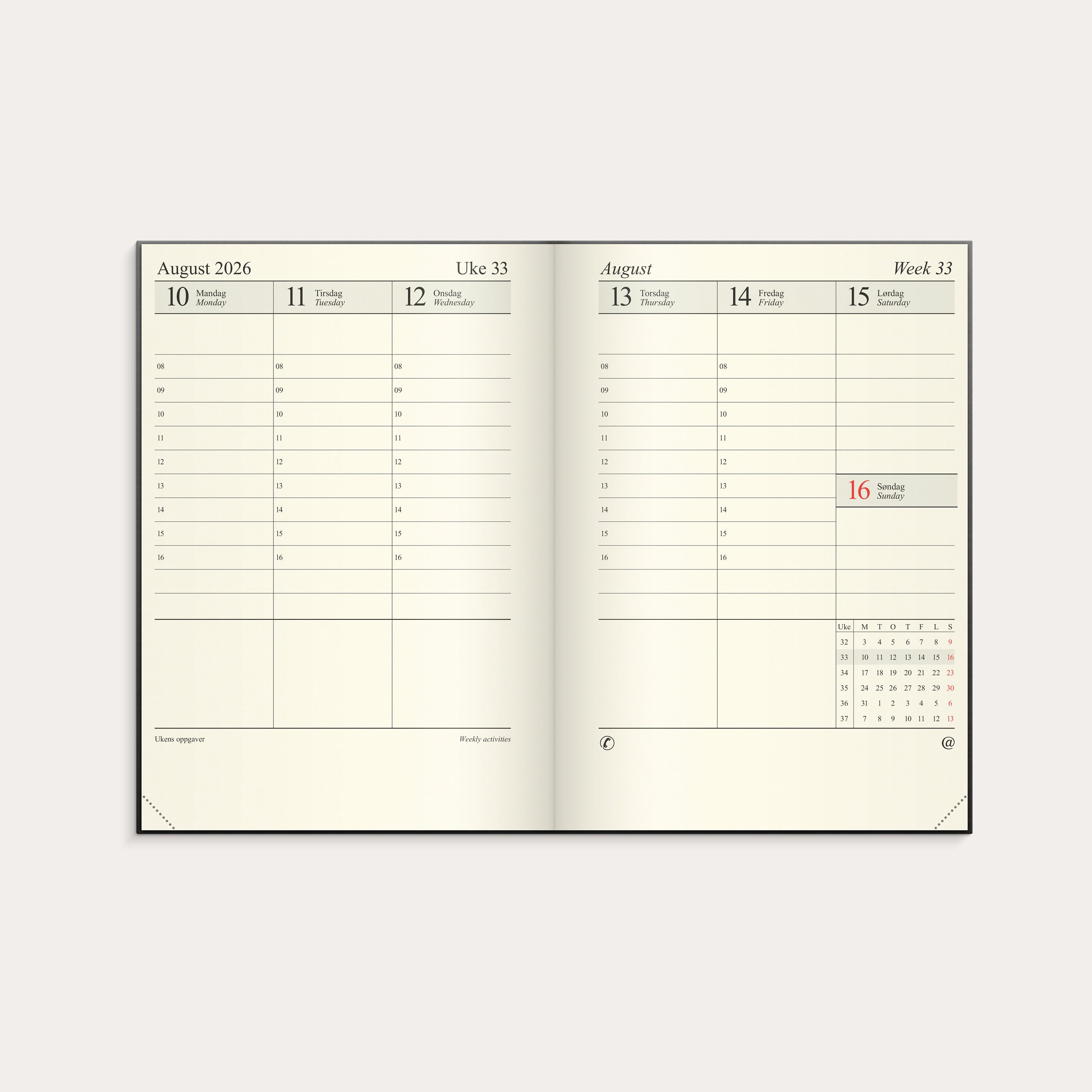 Kalender 2026 Sjef A4 grå