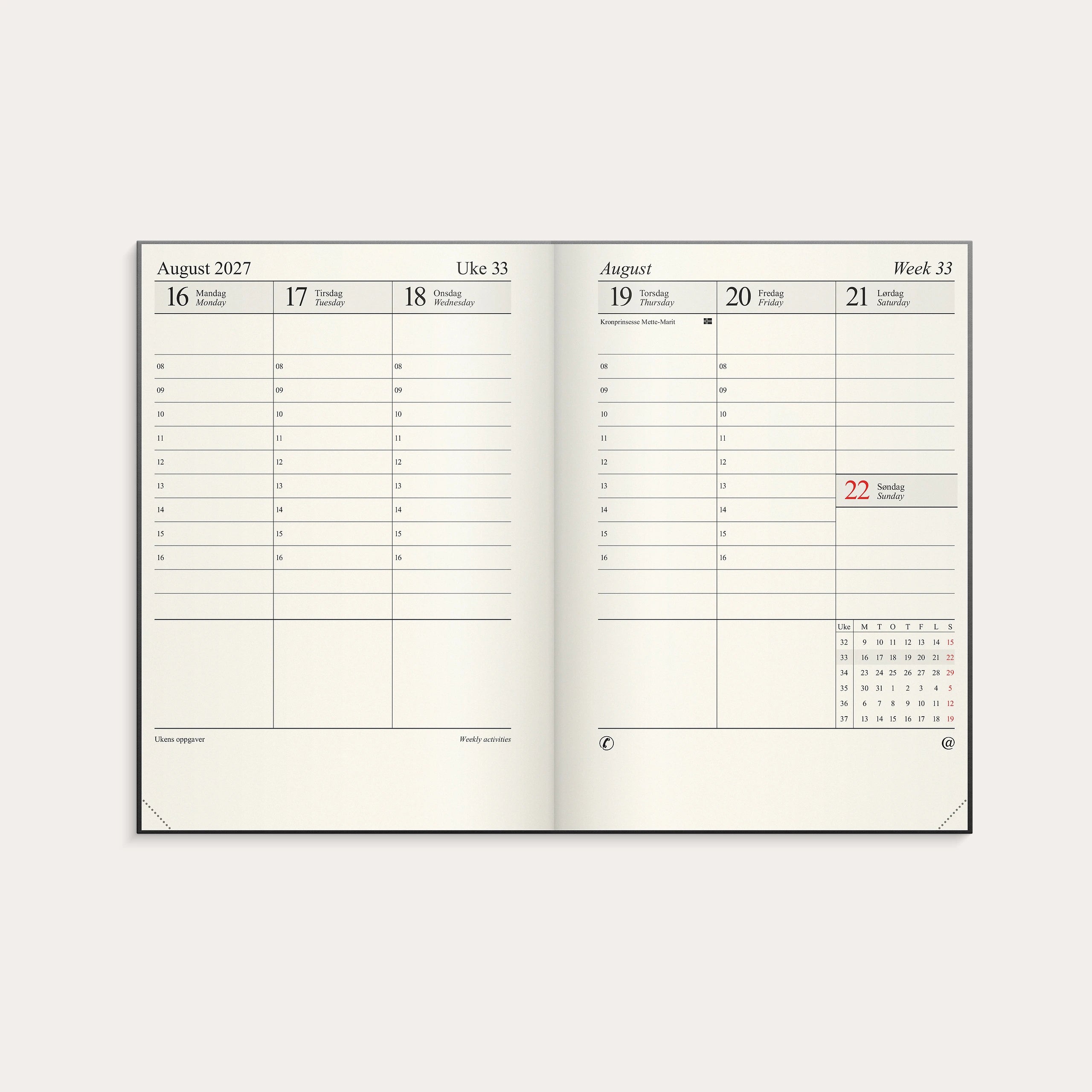 Kalender 2027 Sjef A4 grå