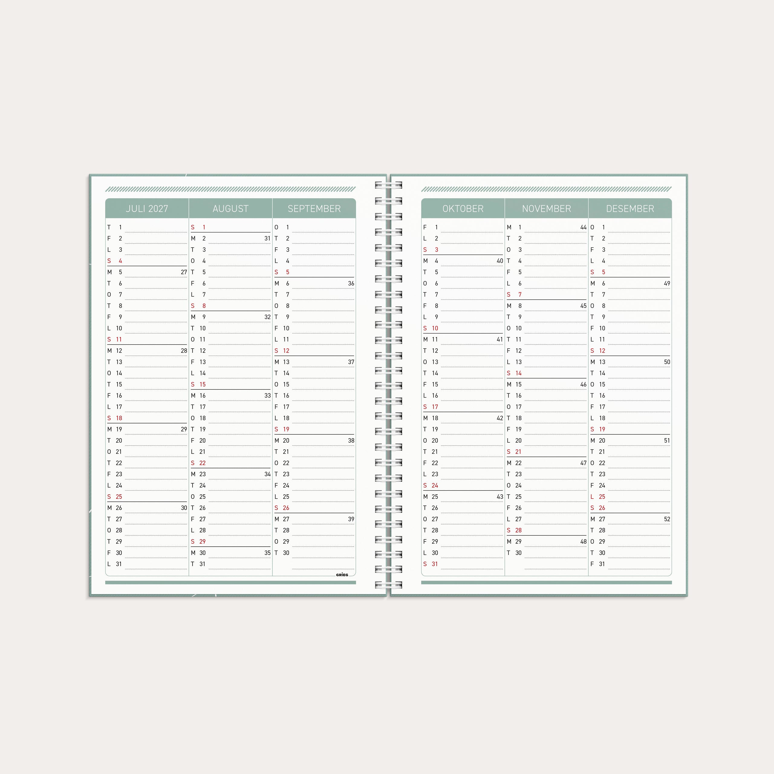 Kalender Få Det Gjort 2026 grønn