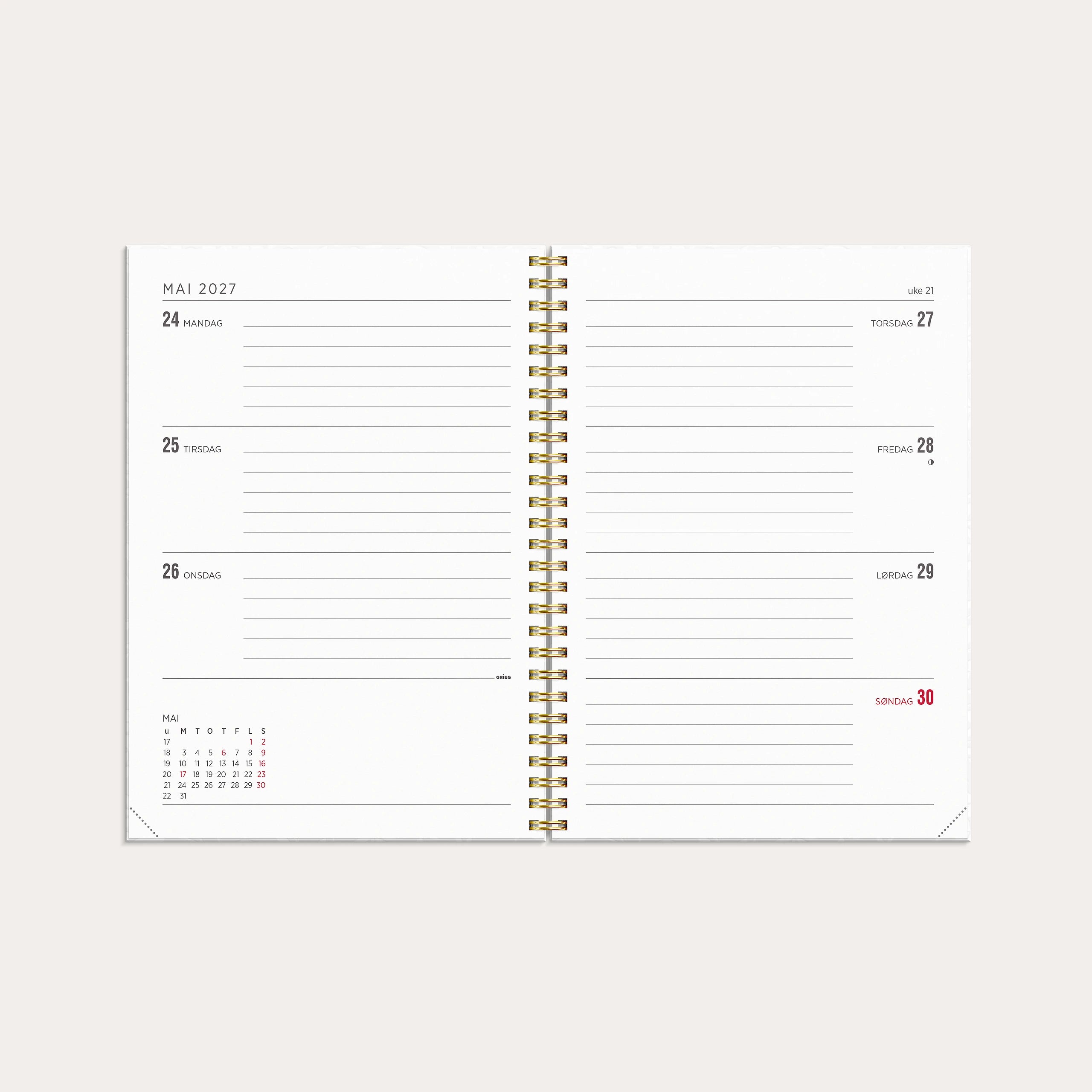 Kalender 2027 Multi A5 Hvit
