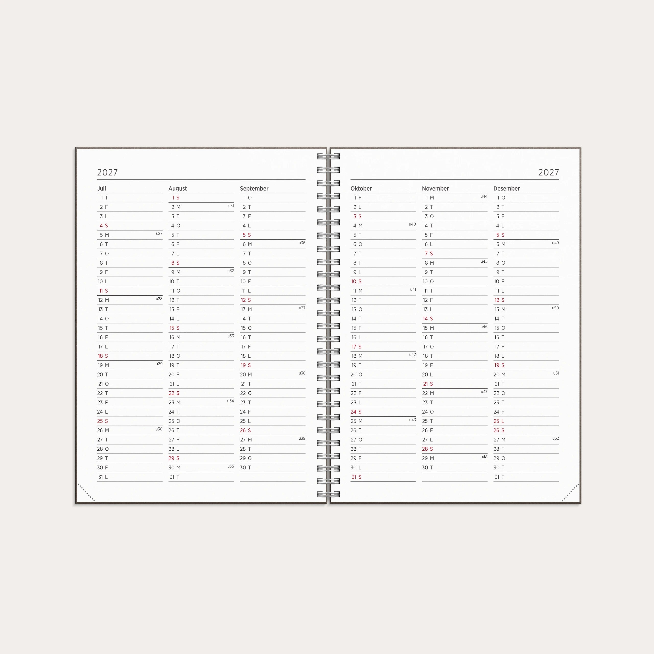 Kalender 2027 Multi A5 Brun