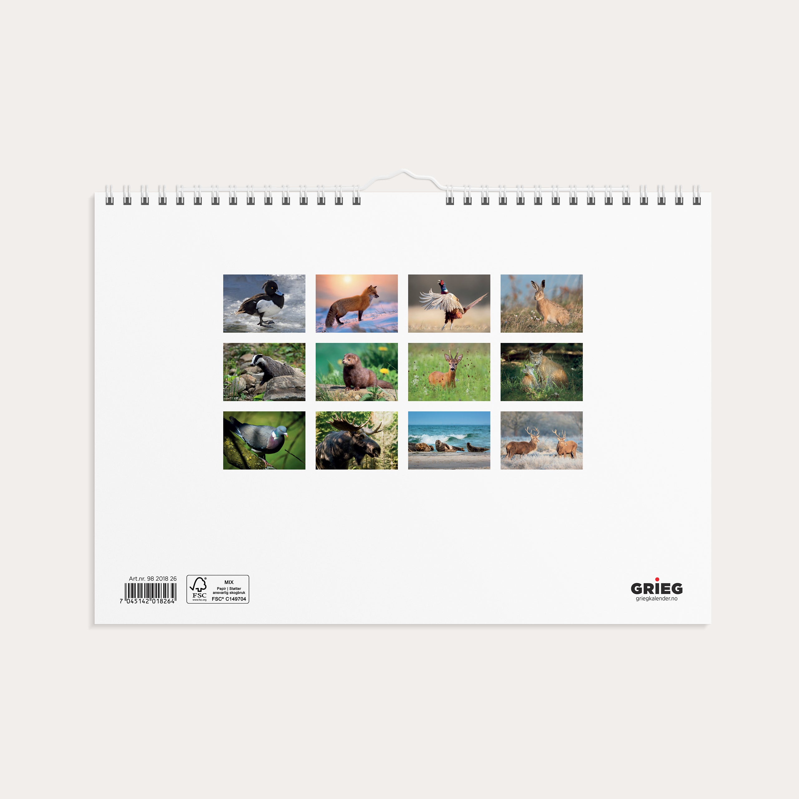 Veggkalender 2026 Norske Dyr