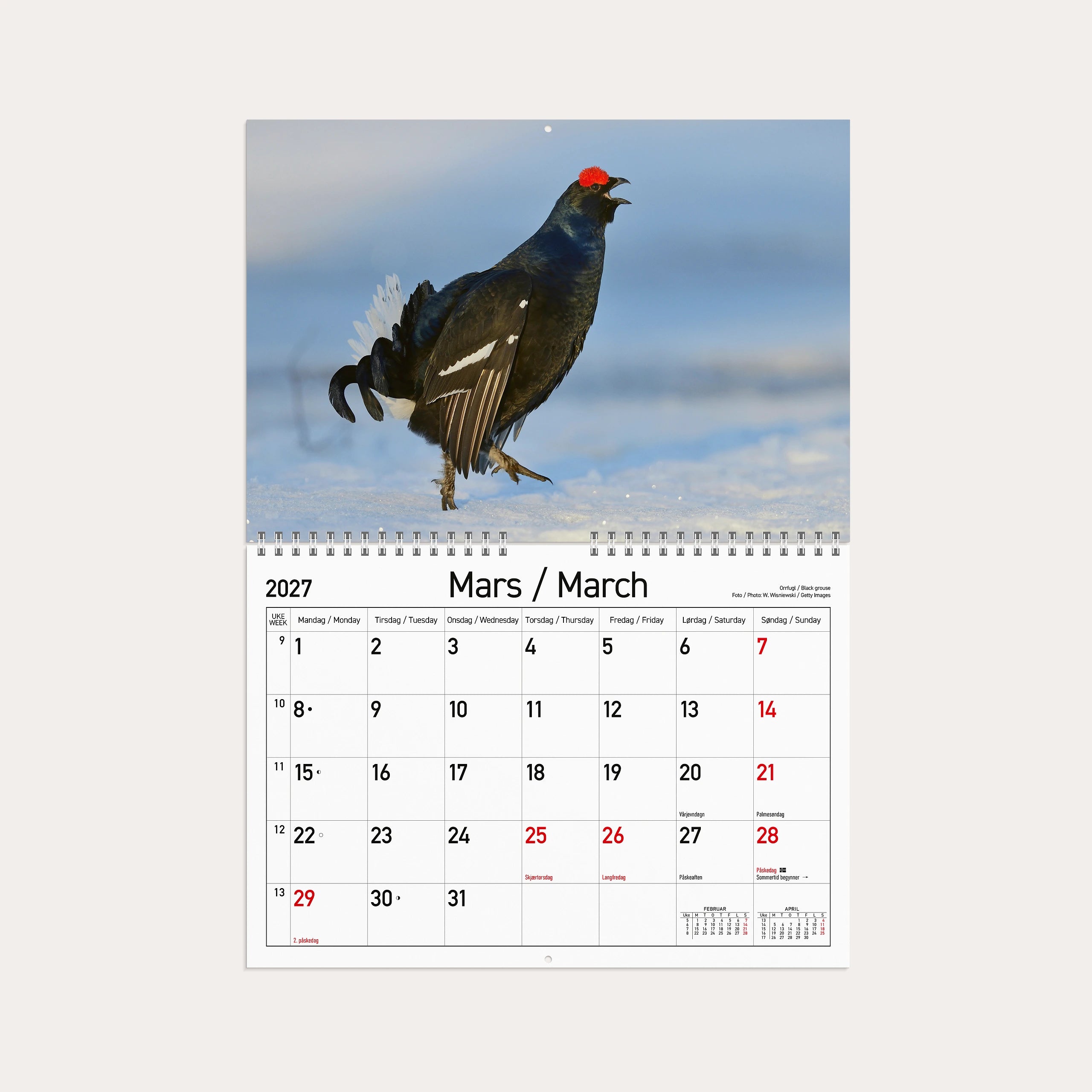 Veggkalender 2027 Norske Dyr