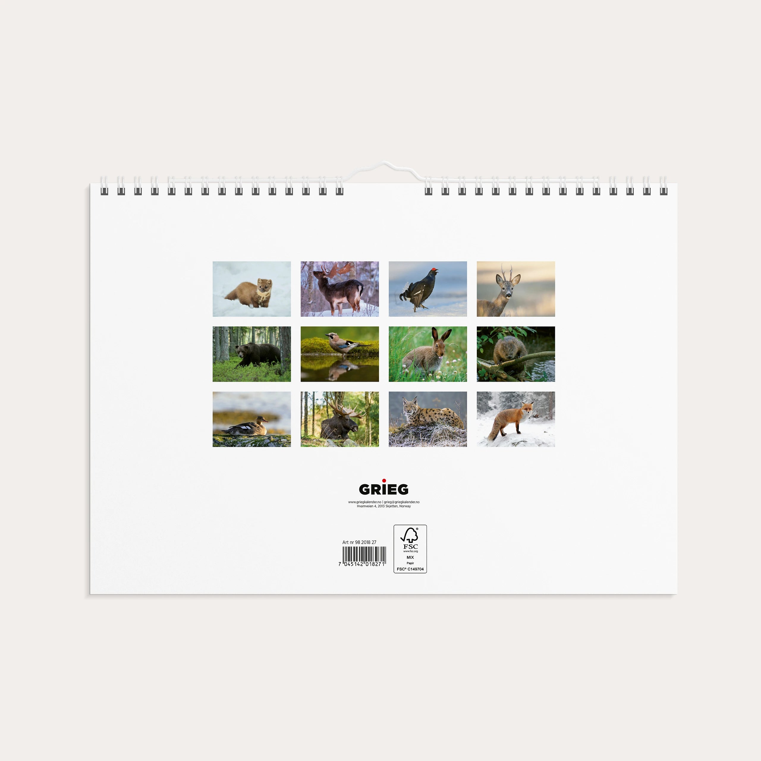 Veggkalender 2027 Norske Dyr