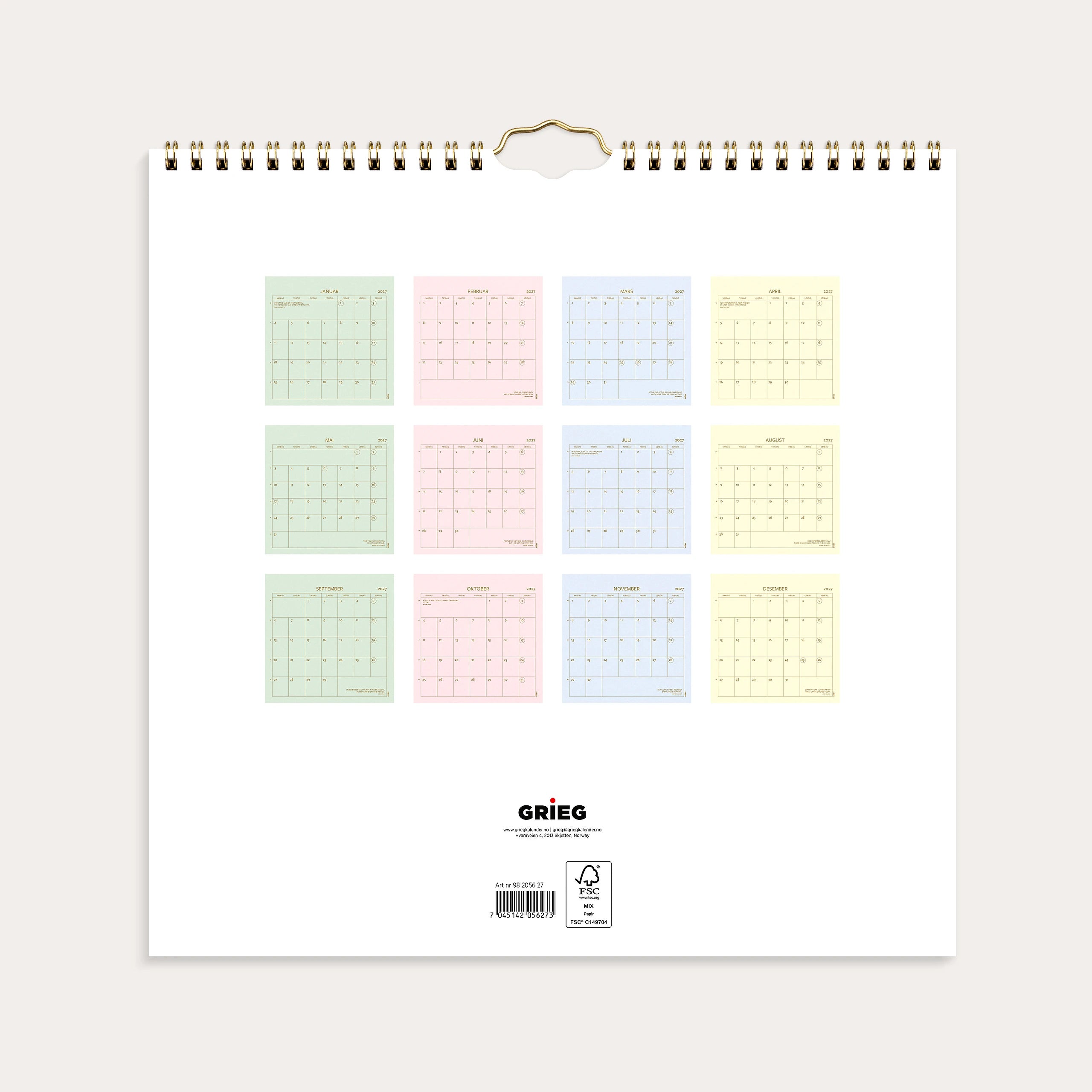 Veggkalender 2027 Color