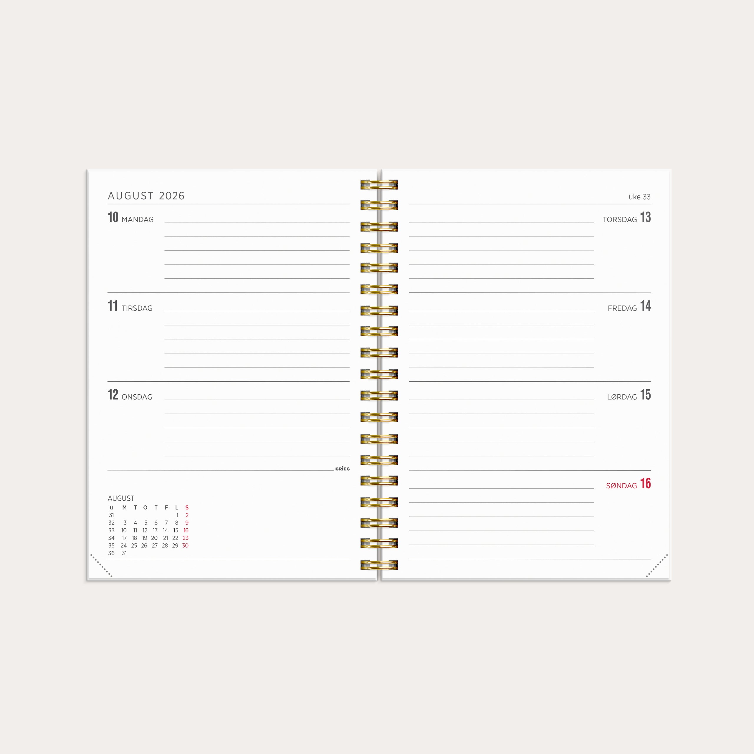 Kalender Multi 2026 A6 hvit