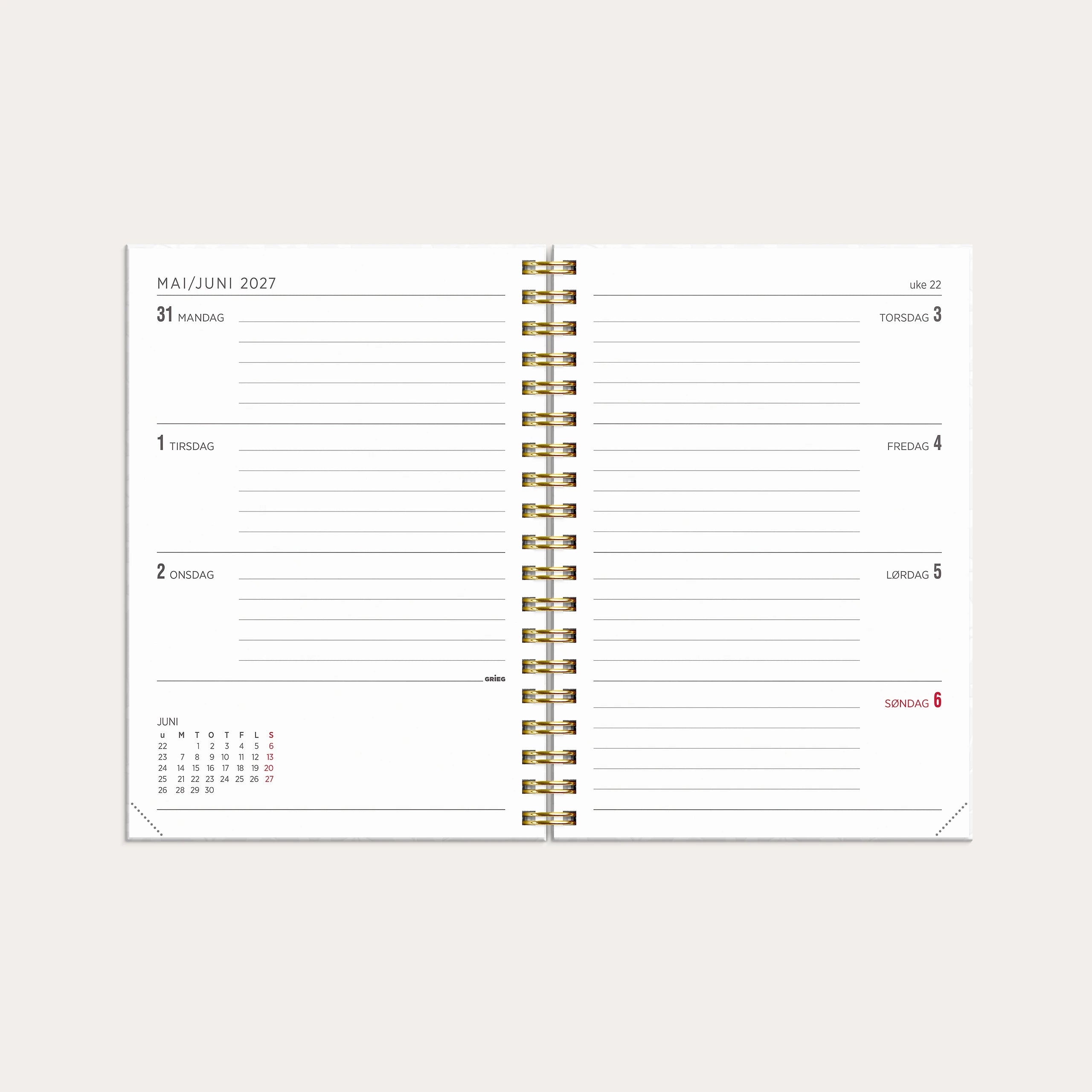 Kalender Multi 2027 A6 hvit