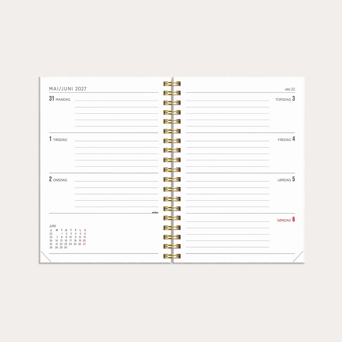 Kalender Multi 2027 A6 hvit