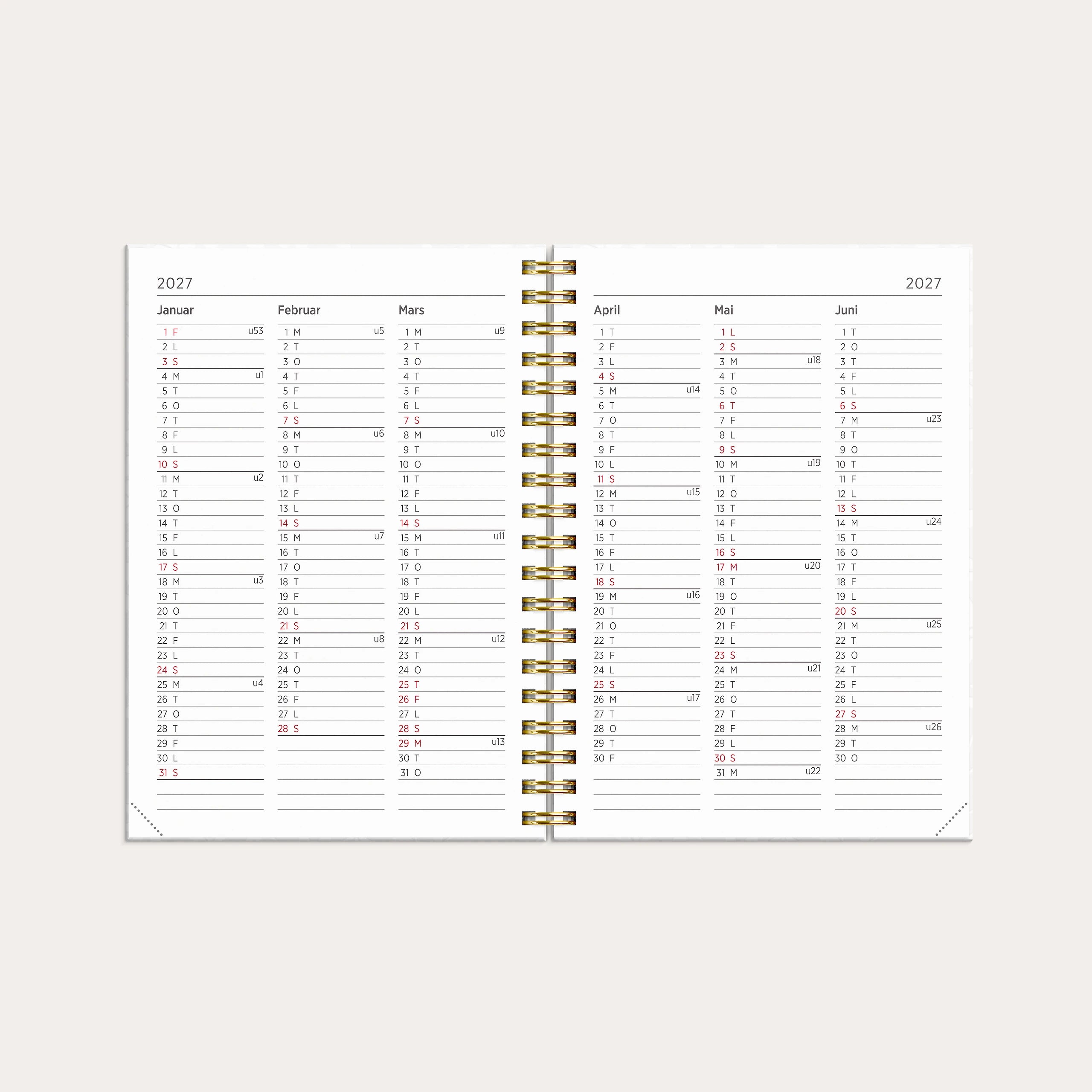 Kalender Multi 2027 A6 hvit
