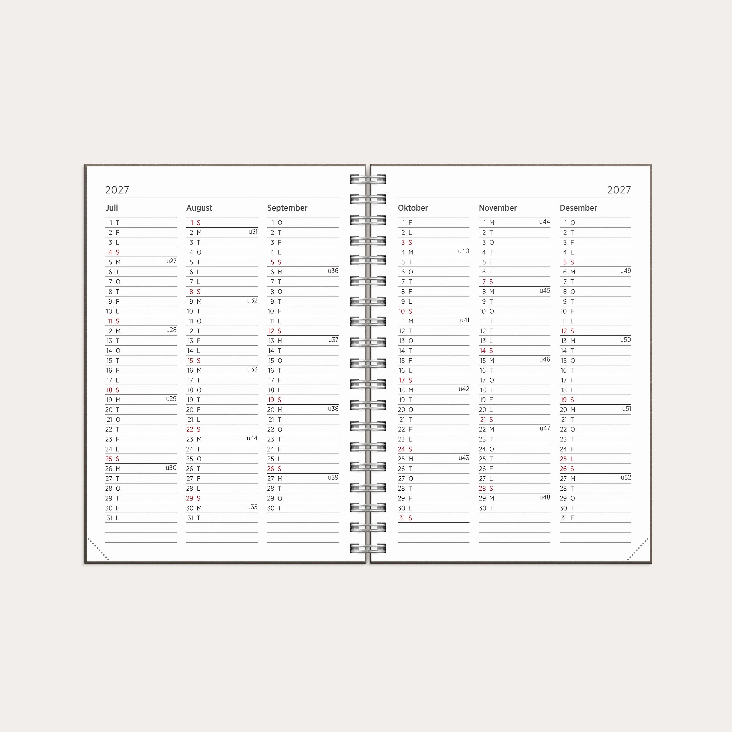 Kalender 2027 Multi A6 Brun