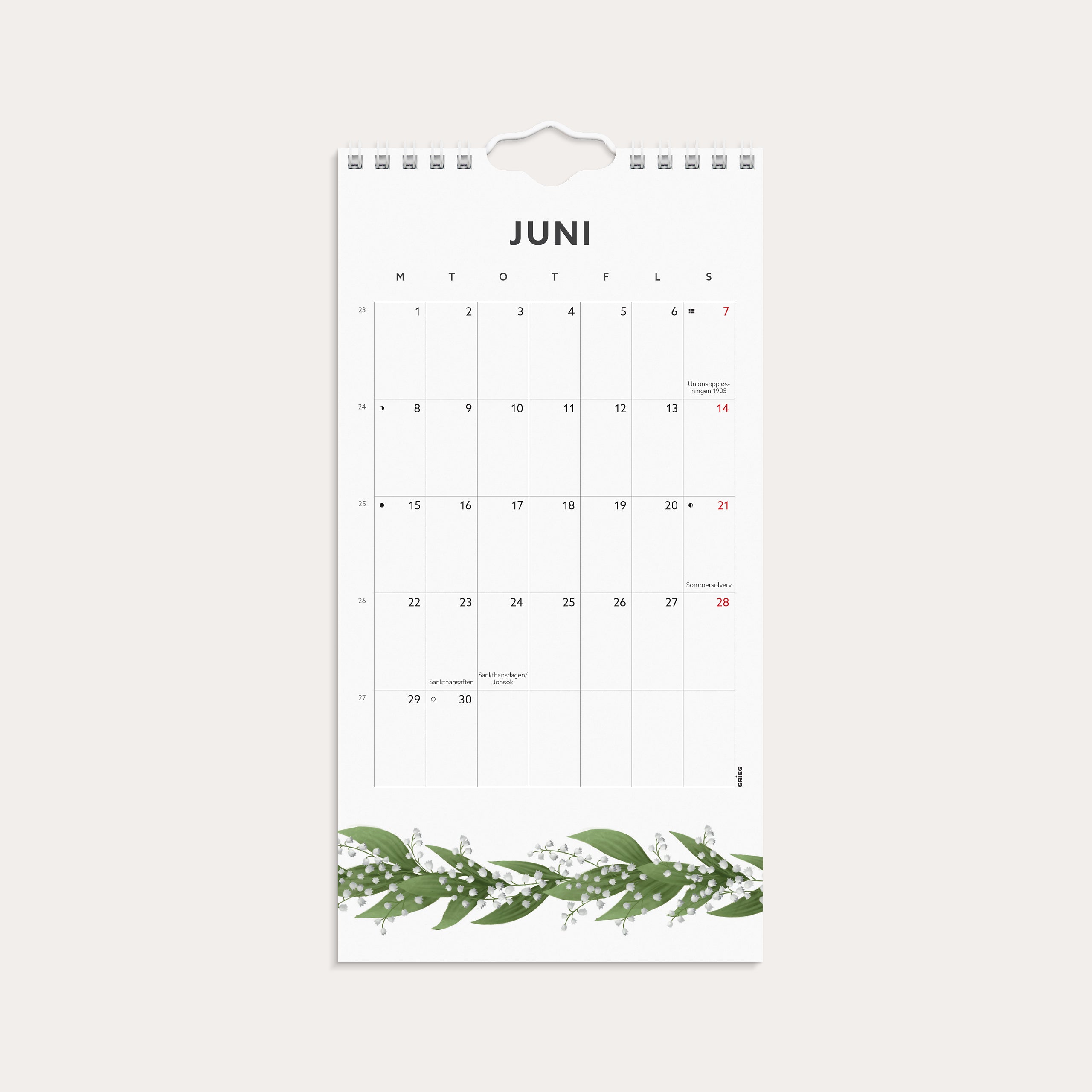 Veggkalender 2026 Blomster Mini