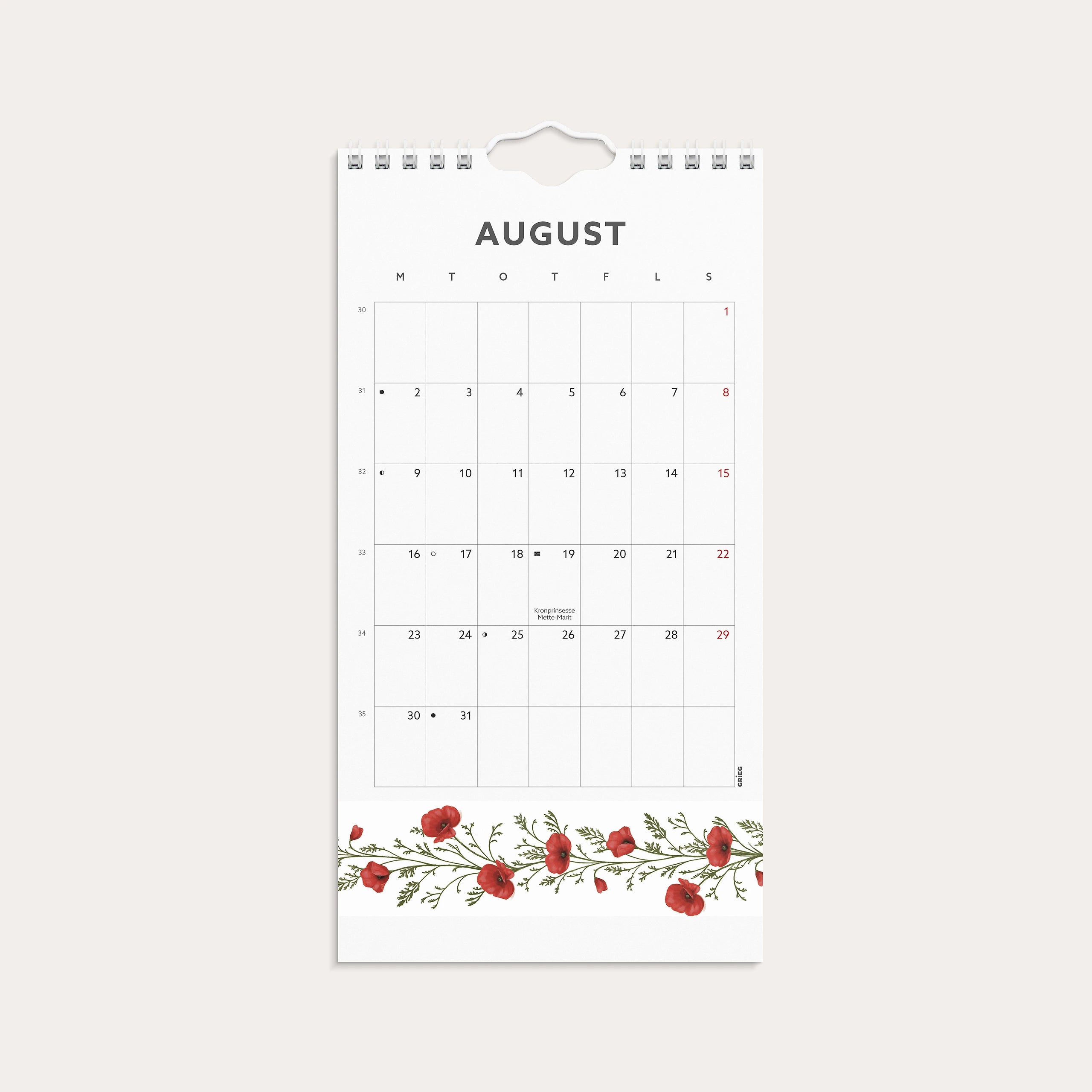 Veggkalender 2027 Blomster Mini