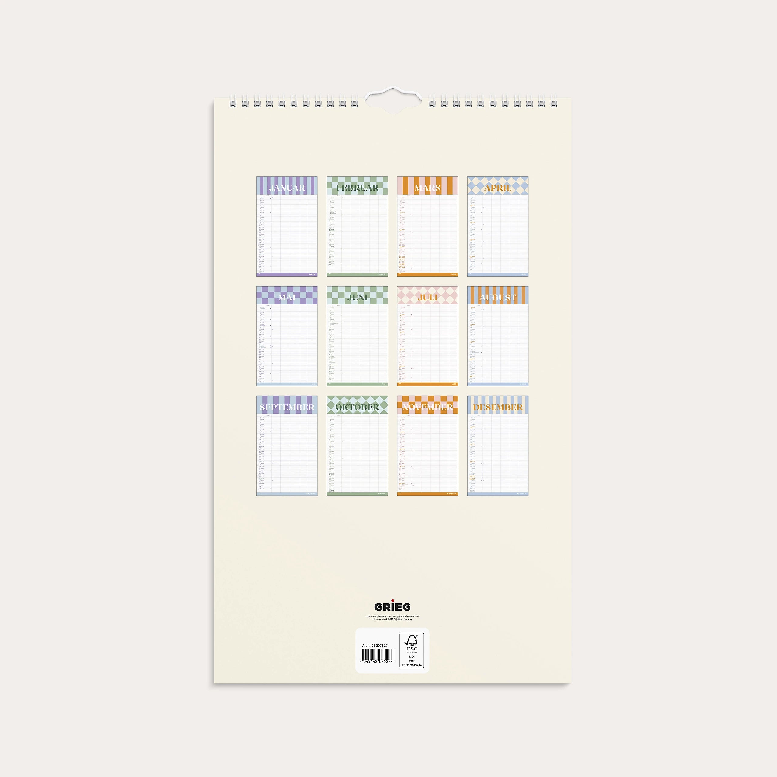 Familiekalender 2027 Color Blocking