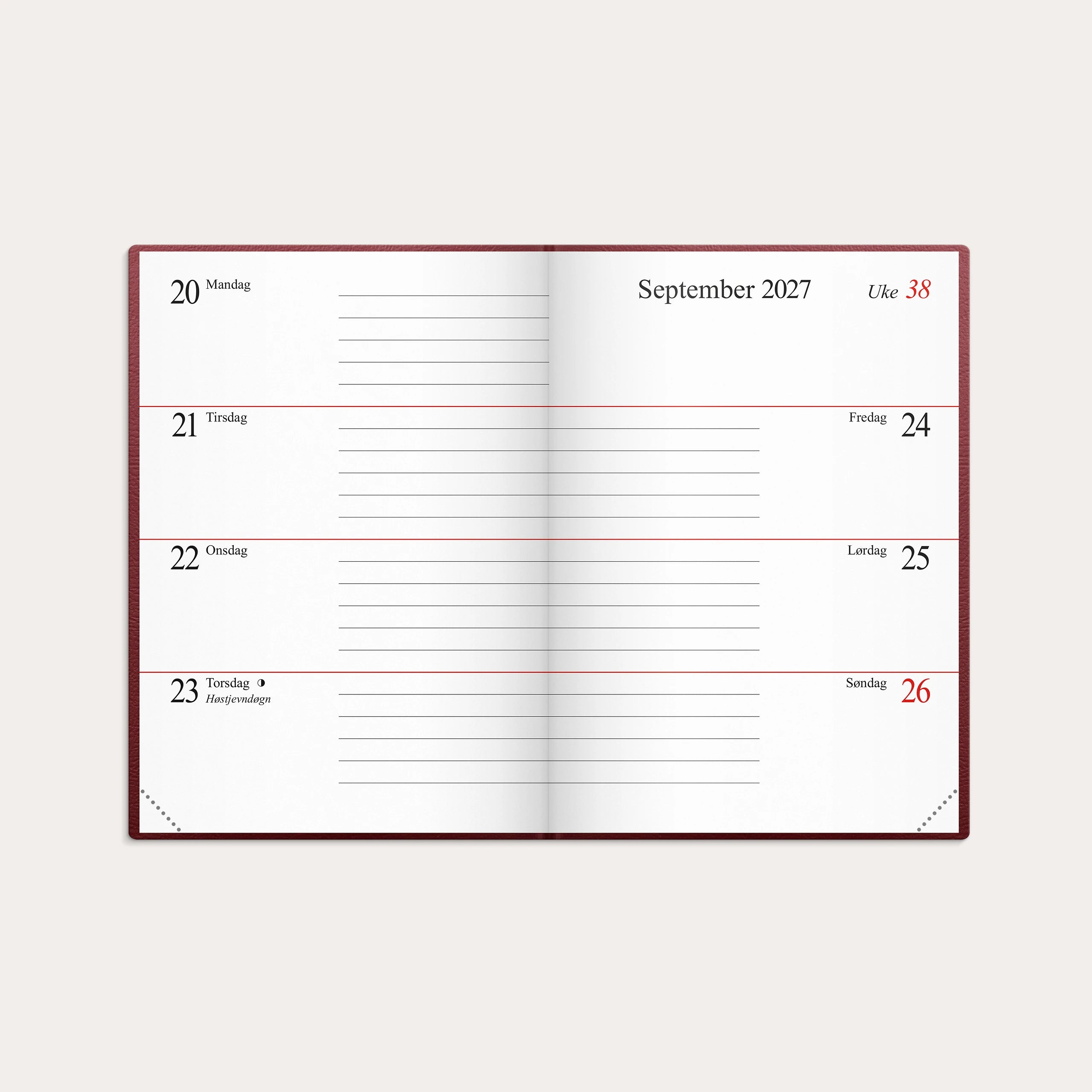 Kalender Mini 2027 burgunder